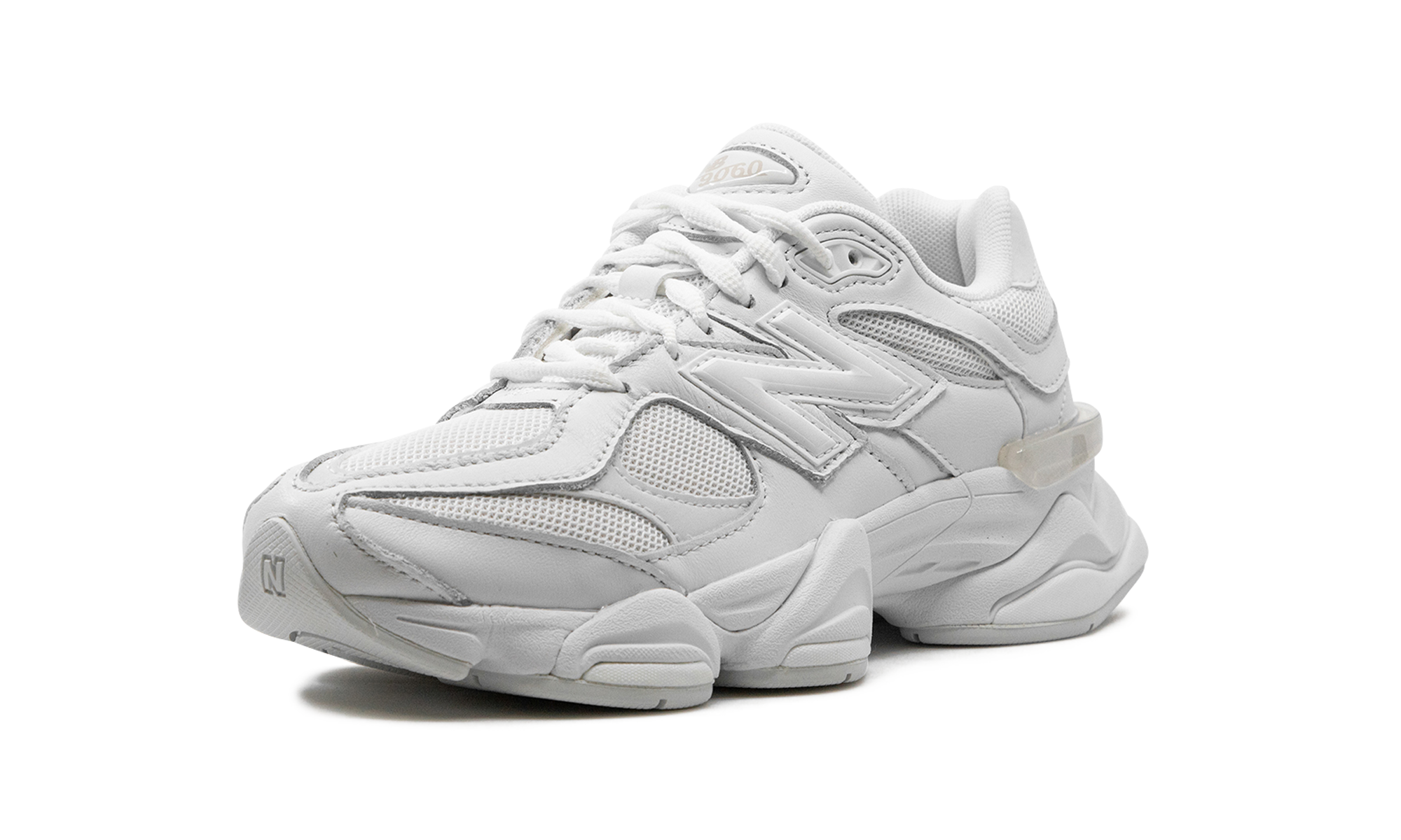 new balance 9060 triple white+U9060NRJ+left diagnol single view