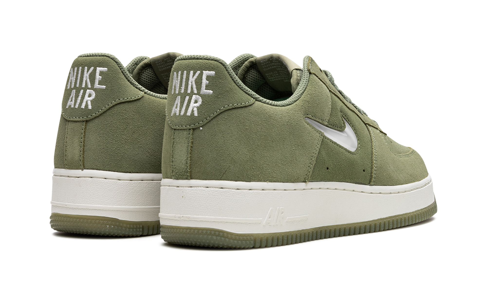 nike air force 1 07 low color of the month jewel oil green+DV0785-300+diagnol right behind view