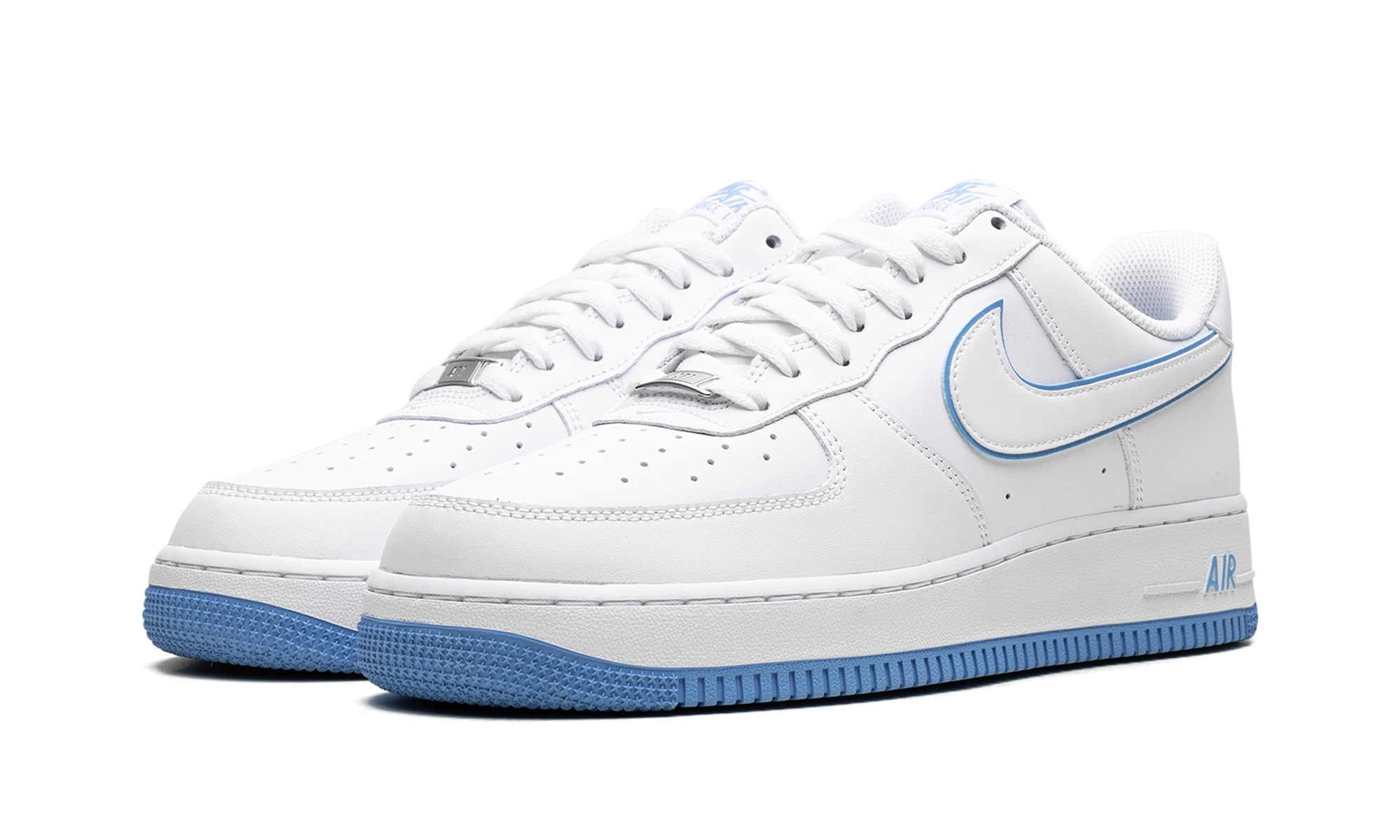 nike air force 1 07 low white university blue sole+DV0788-101+diagnol left view
