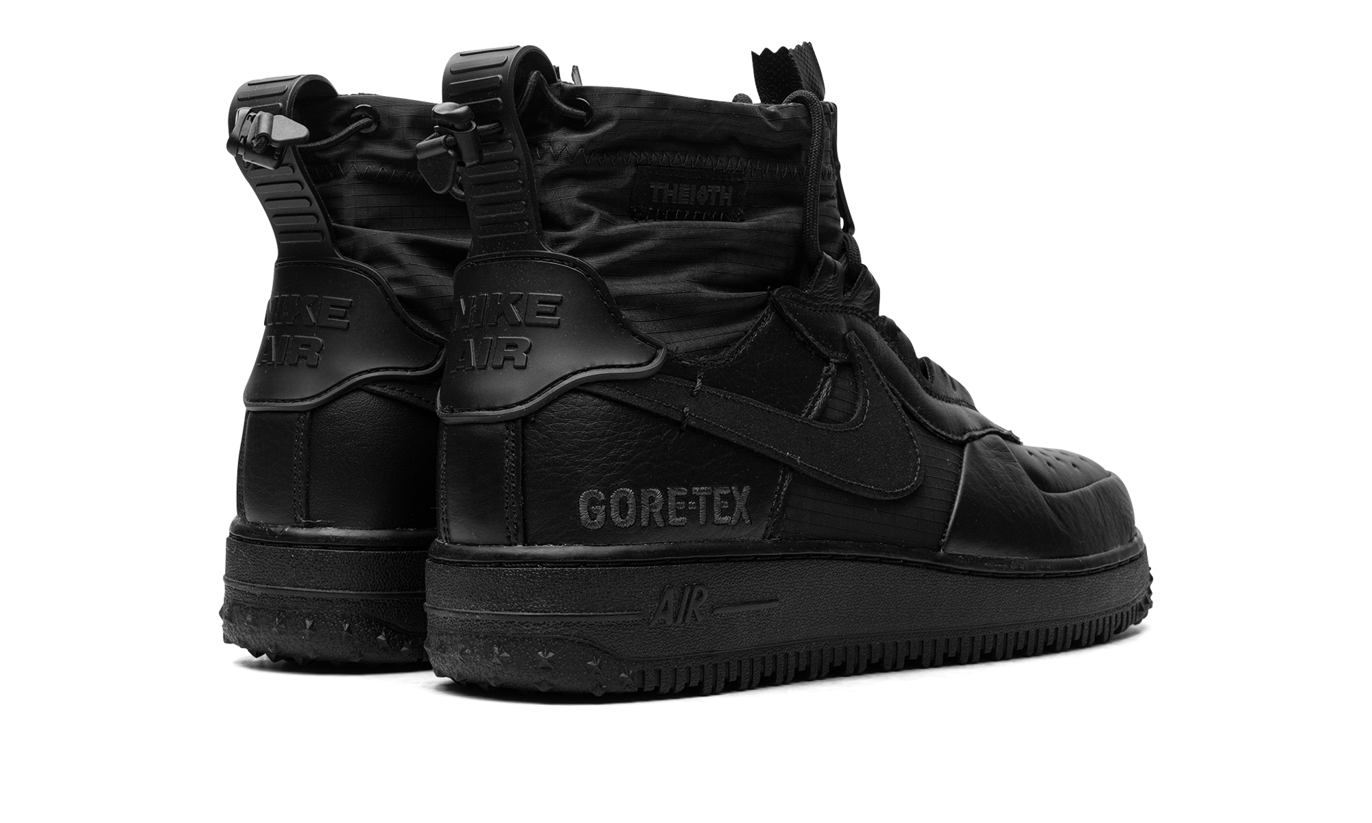 nike air force 1 high gore tex triple black+CQ7211-003+diagnol right behind view