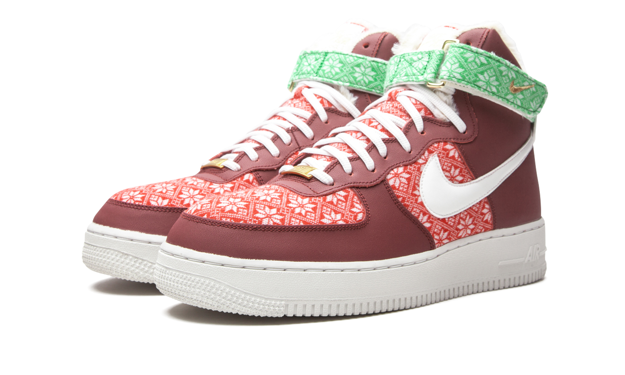 nike air force 1 high nordic christmas 2020+DC1620-600+diagnol left view