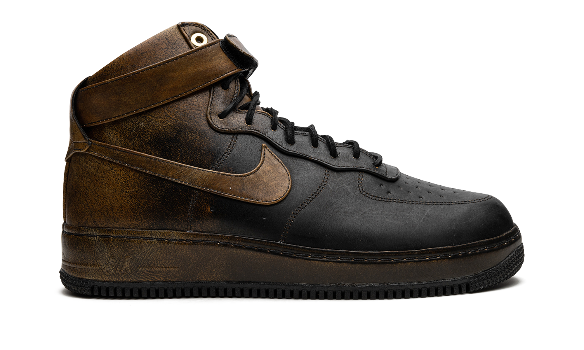 nike air force 1 high pigalle black gold+677129-090+diagnol right view