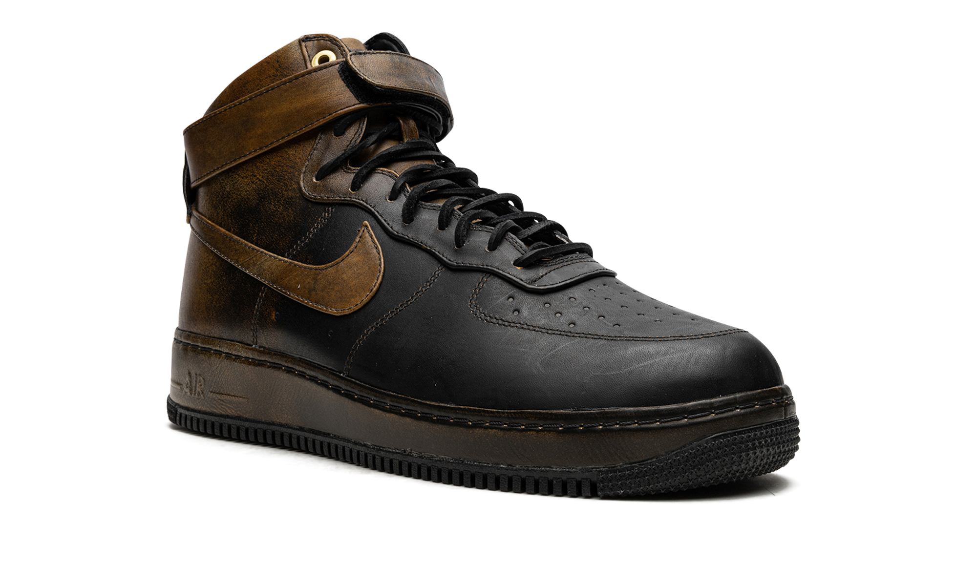 nike air force 1 high pigalle black gold+677129-090+diagnol right view 1