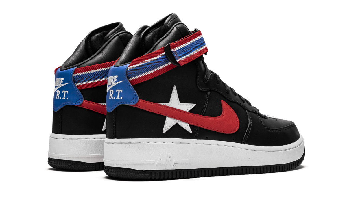 nike air force 1 high riccardo tisci victorious minotaurs black+AQ3366-001+diagnol right behind view