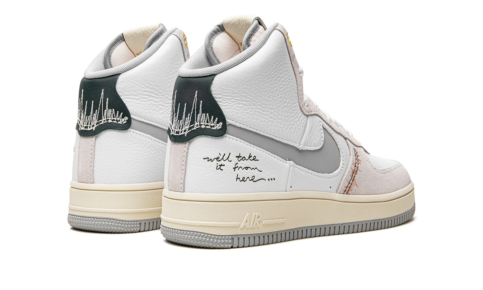 nike air force 1 high sculpt we ll take it from here women s+DV2187-100+diagnol right behind view