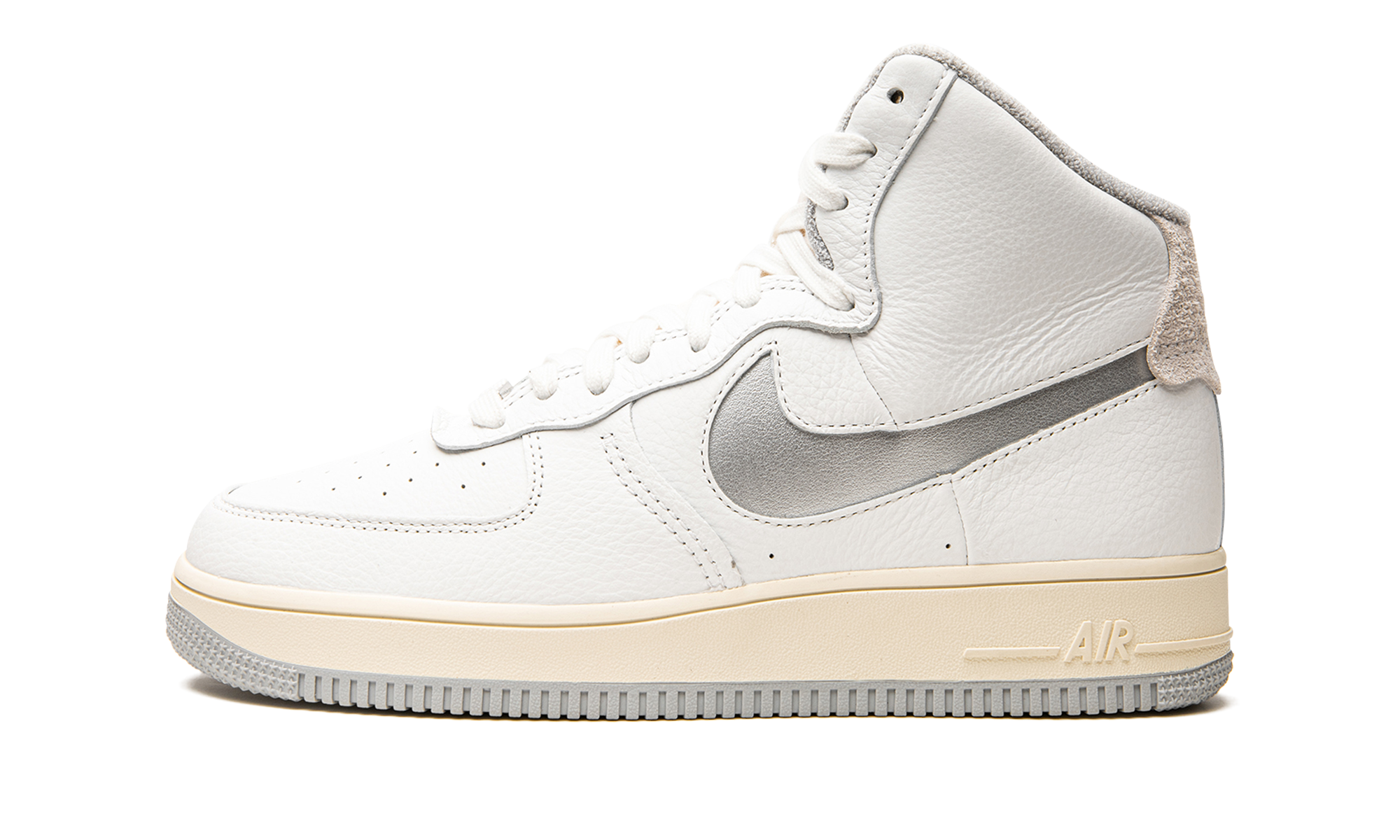 nike air force 1 high sculpt white silver women s+DC3590-101+diagnol right view 1