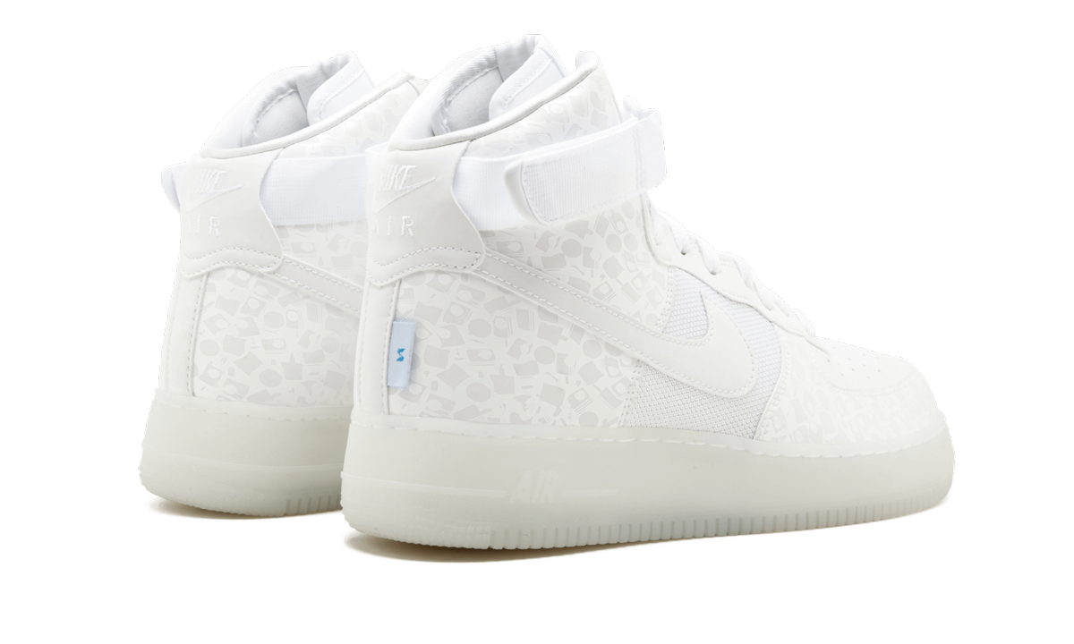 nike air force 1 high stash af100+AO9296-100+diagnol right behind view