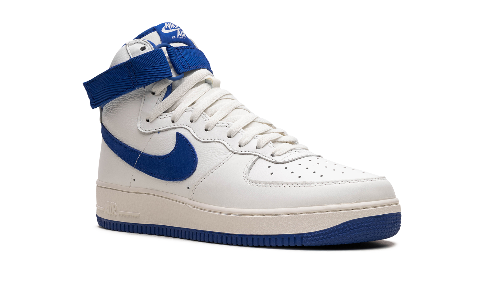 nike air force 1 high white game royal+743546-103+diagnol right view