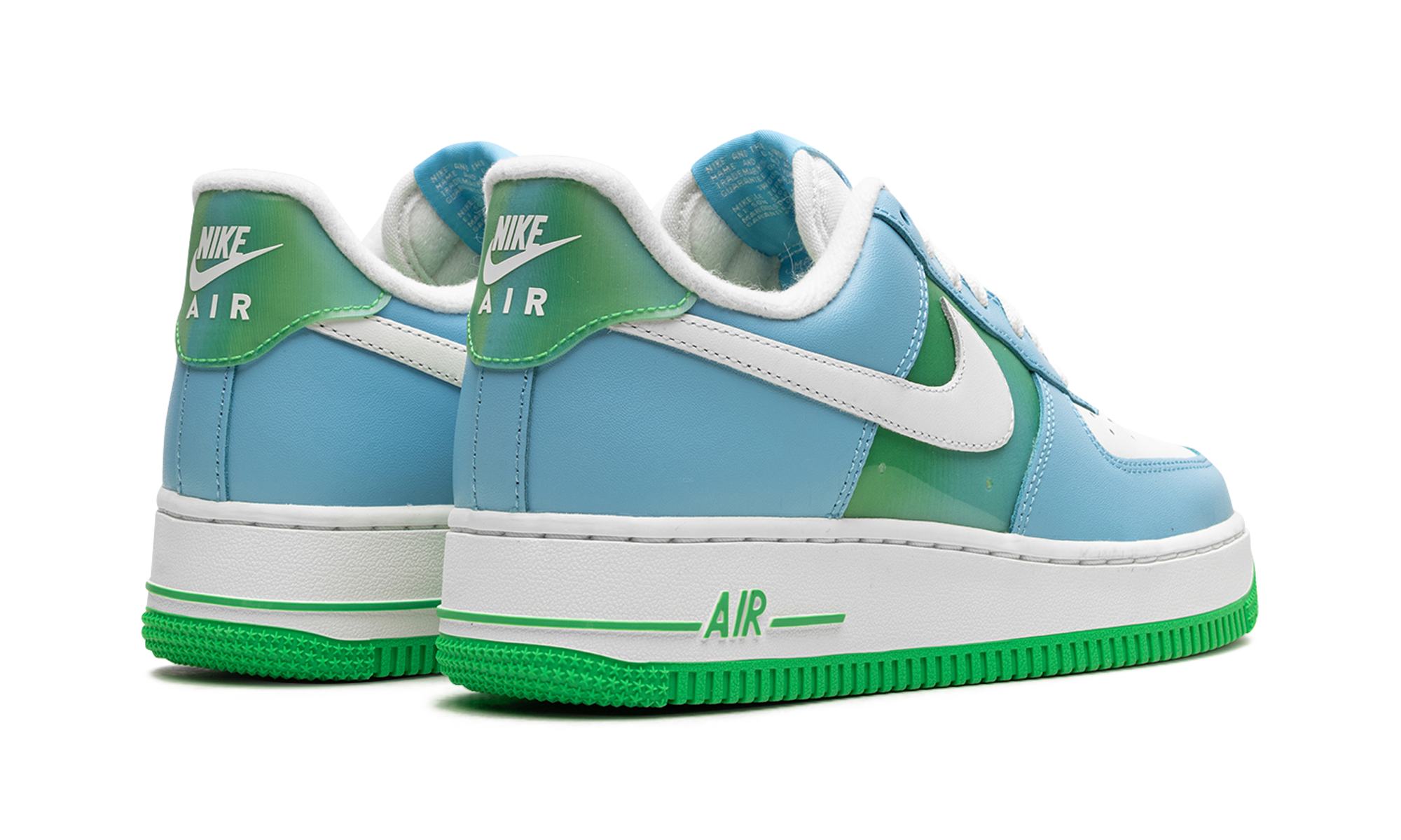 nike air force 1 low 07 aquarius blue vapor green+FZ4032-407+diagnol right behind view