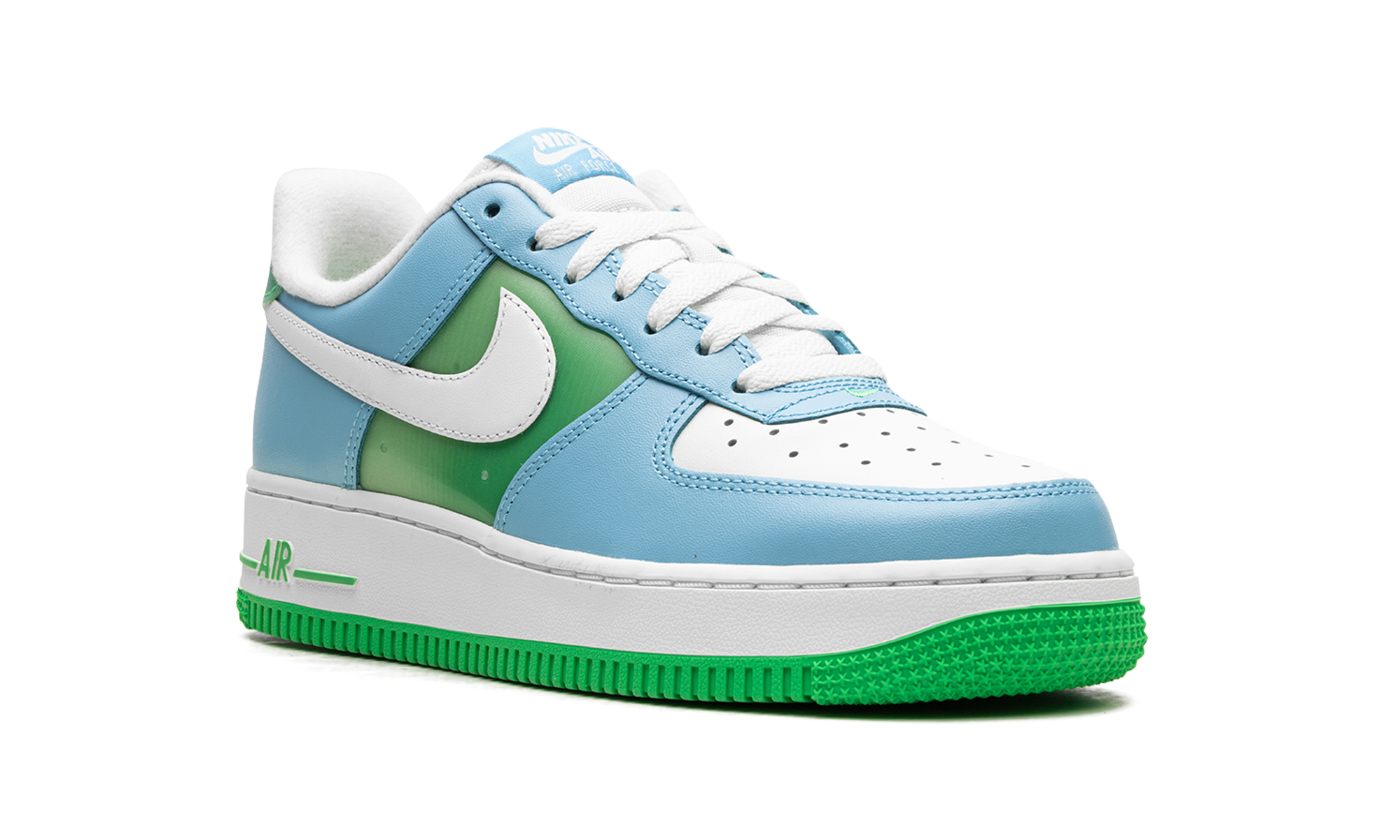 nike air force 1 low 07 aquarius blue vapor green+FZ4032-407+diagnol right view