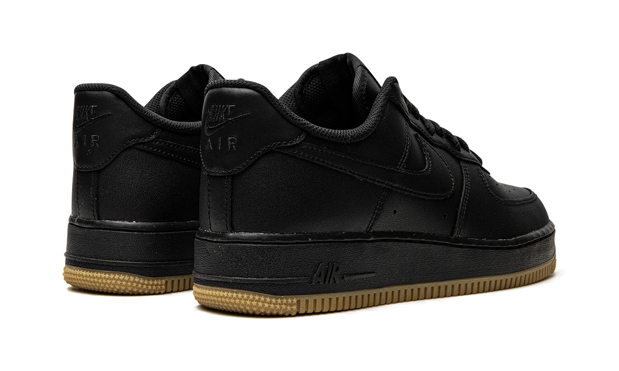 nike air force 1 low 07 black gum 2022+DZ4404-001+diagnol right behind view