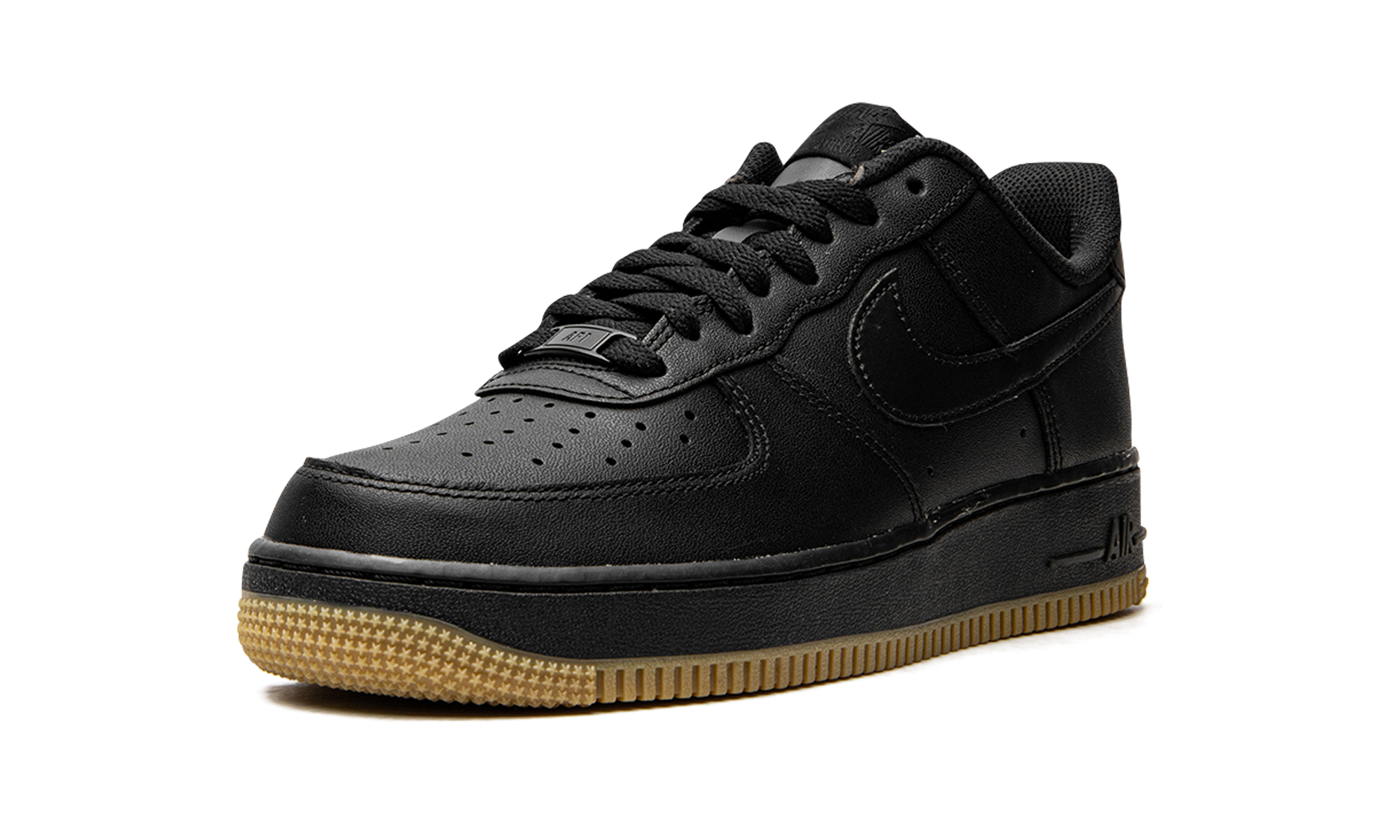 nike air force 1 low 07 black gum 2022+DZ4404-001+left diagnol single view