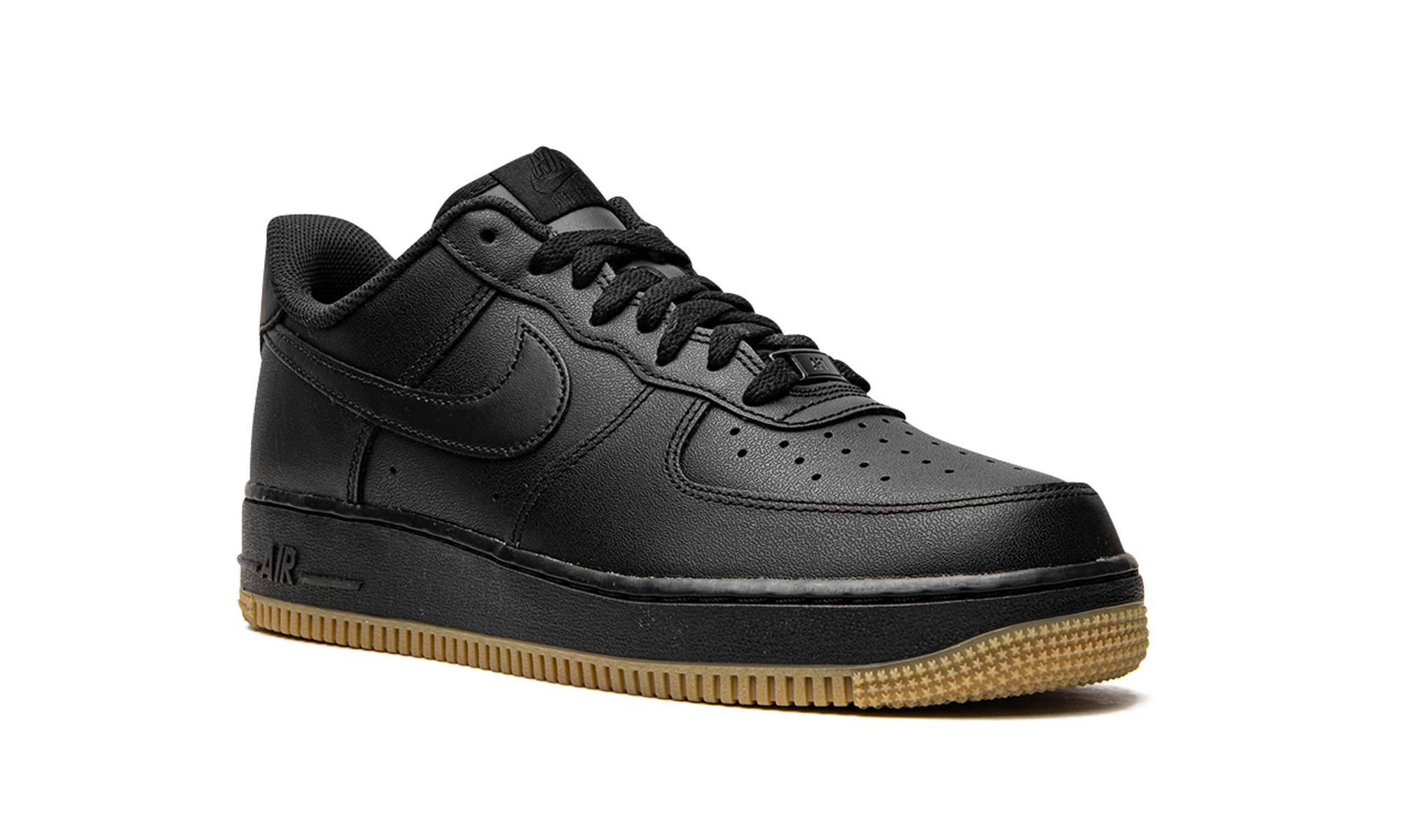nike air force 1 low 07 black gum 2022+DZ4404-001+diagnol right view