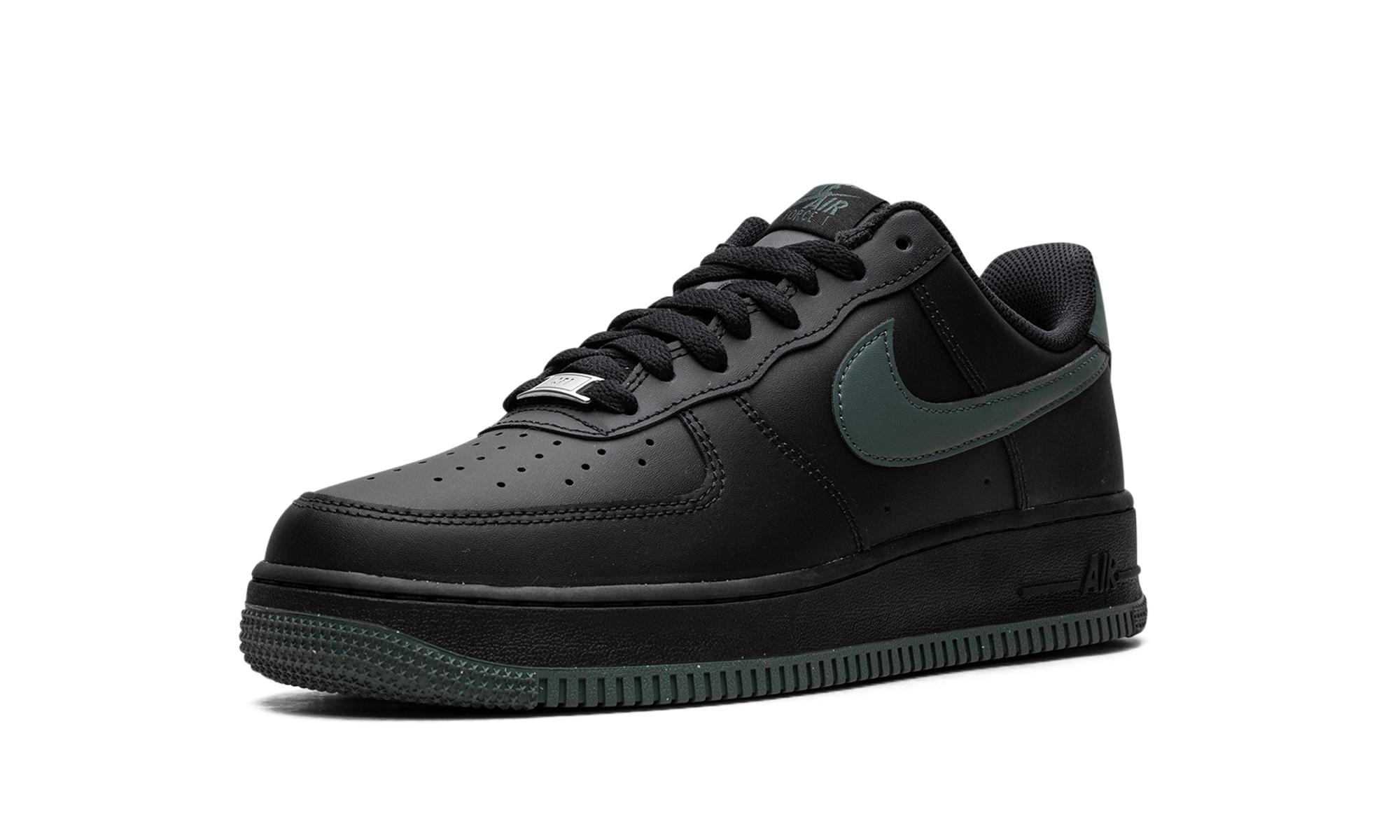 nike air force 1 low 07 black vintage green+FJ4146-001+left diagnol single view