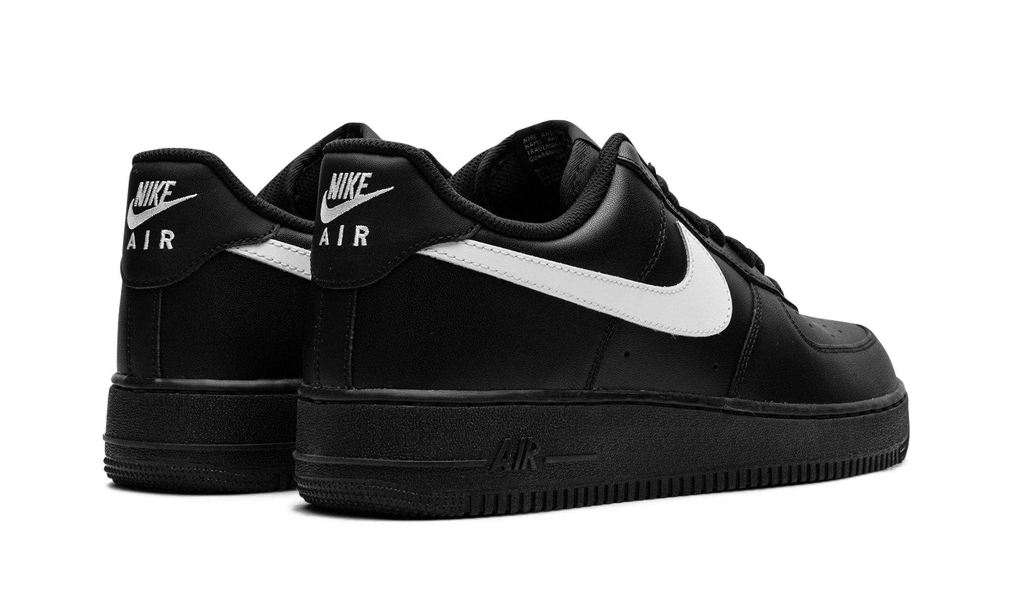 nike air force 1 low 07 black white 2023+FZ0627-010+diagnol right behind view