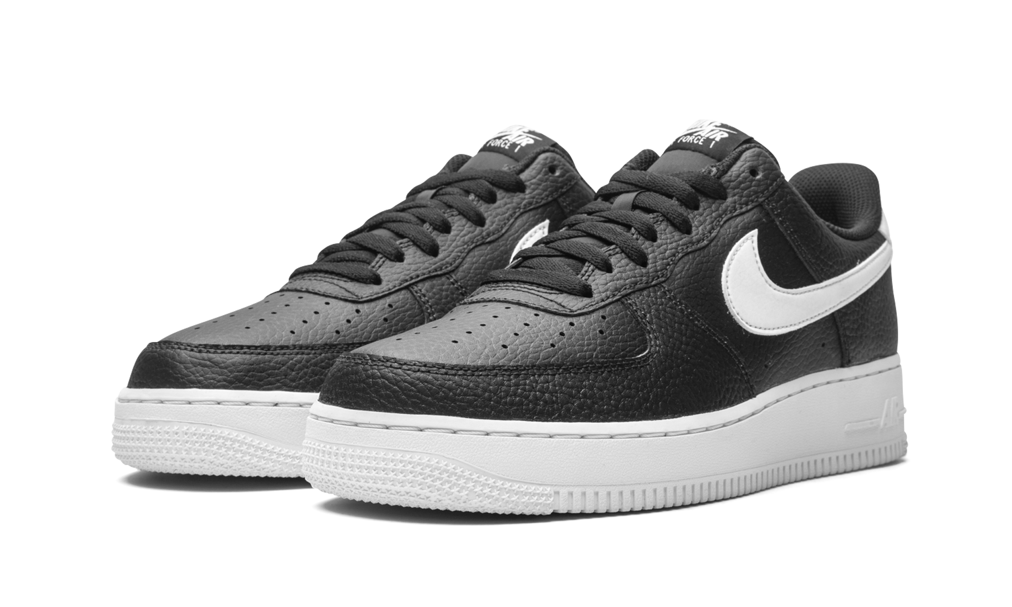 nike air force 1 low 07 black white pebbled leather+CT2302-002+diagnol left view