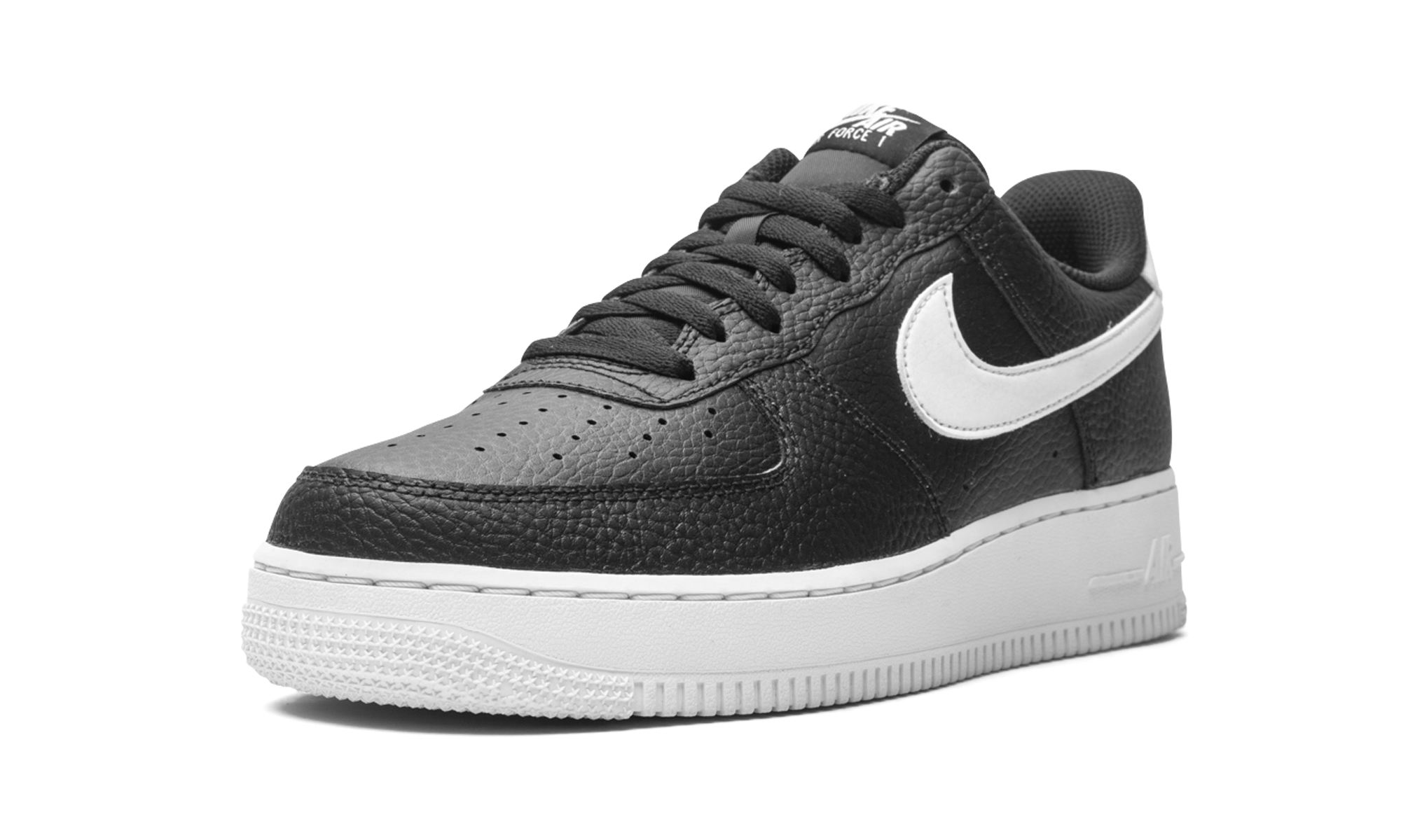 nike air force 1 low 07 black white pebbled leather+CT2302-002+left diagnol single view