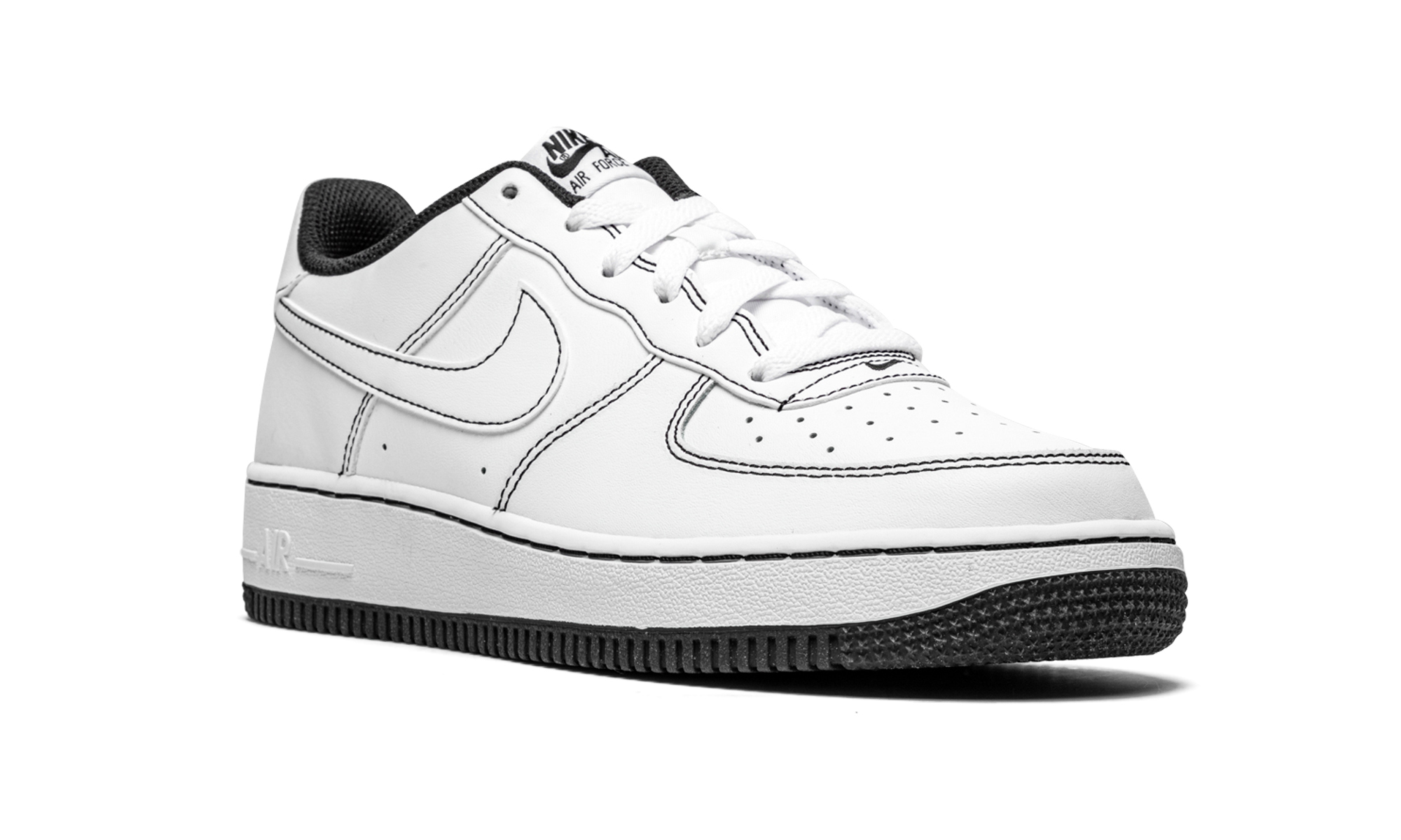 nike air force 1 low 07 contrast stitch white black gs+CW1575-104+diagnol right view