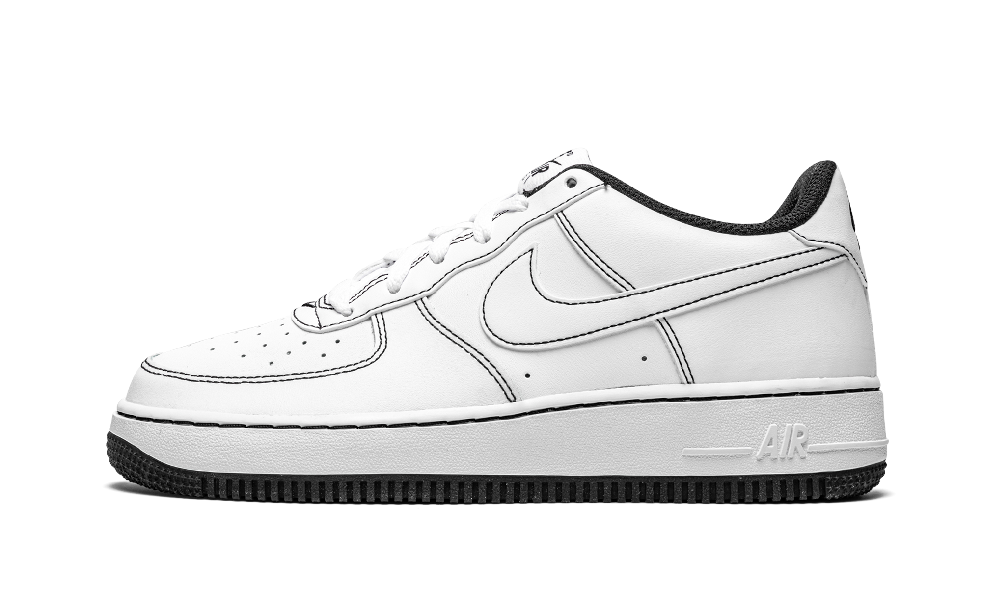 nike air force 1 low 07 contrast stitch white black gs+CW1575-104+diagnol right view 2