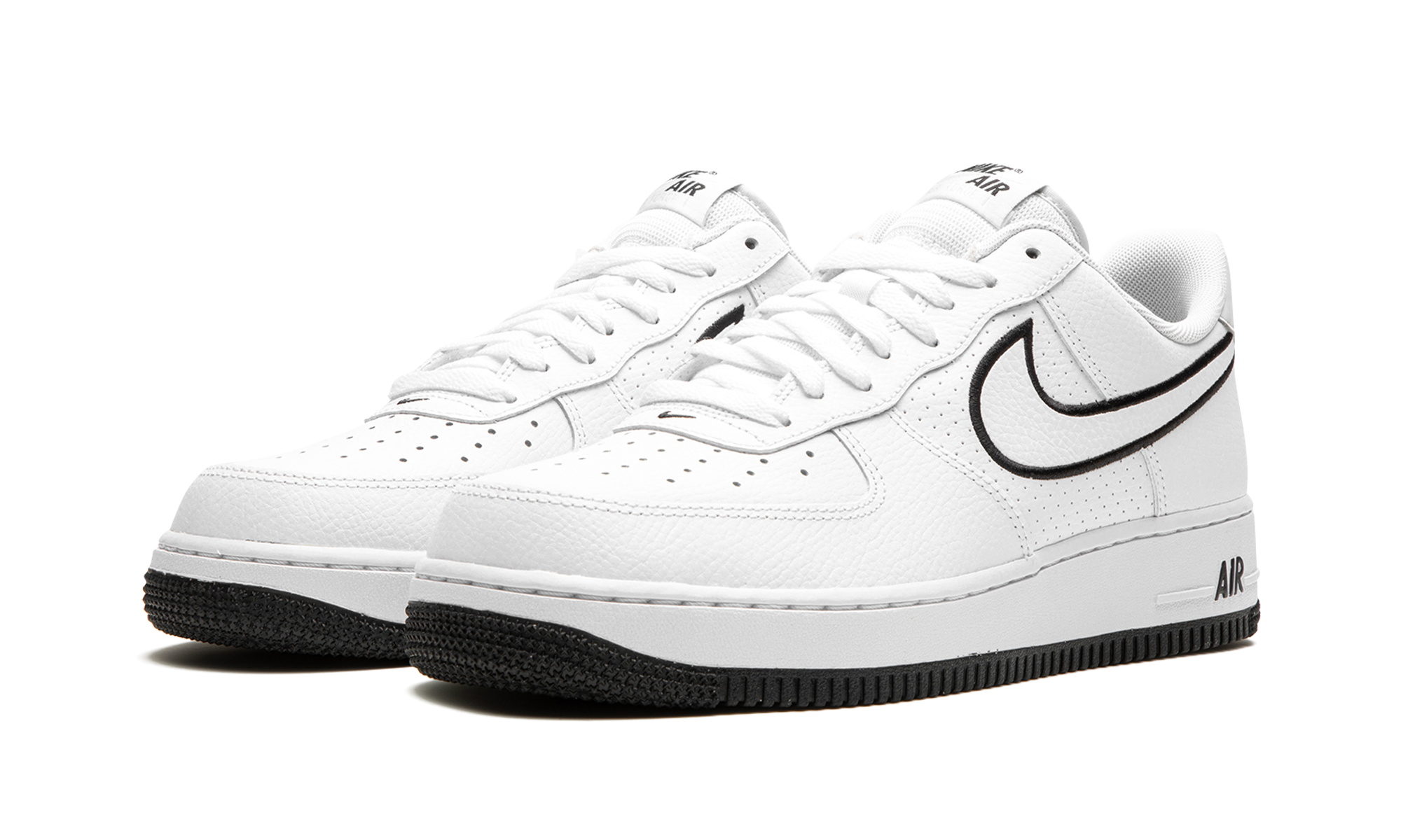 nike air force 1 low 07 embroidered swoosh white black+FJ4211-100+diagnol left view