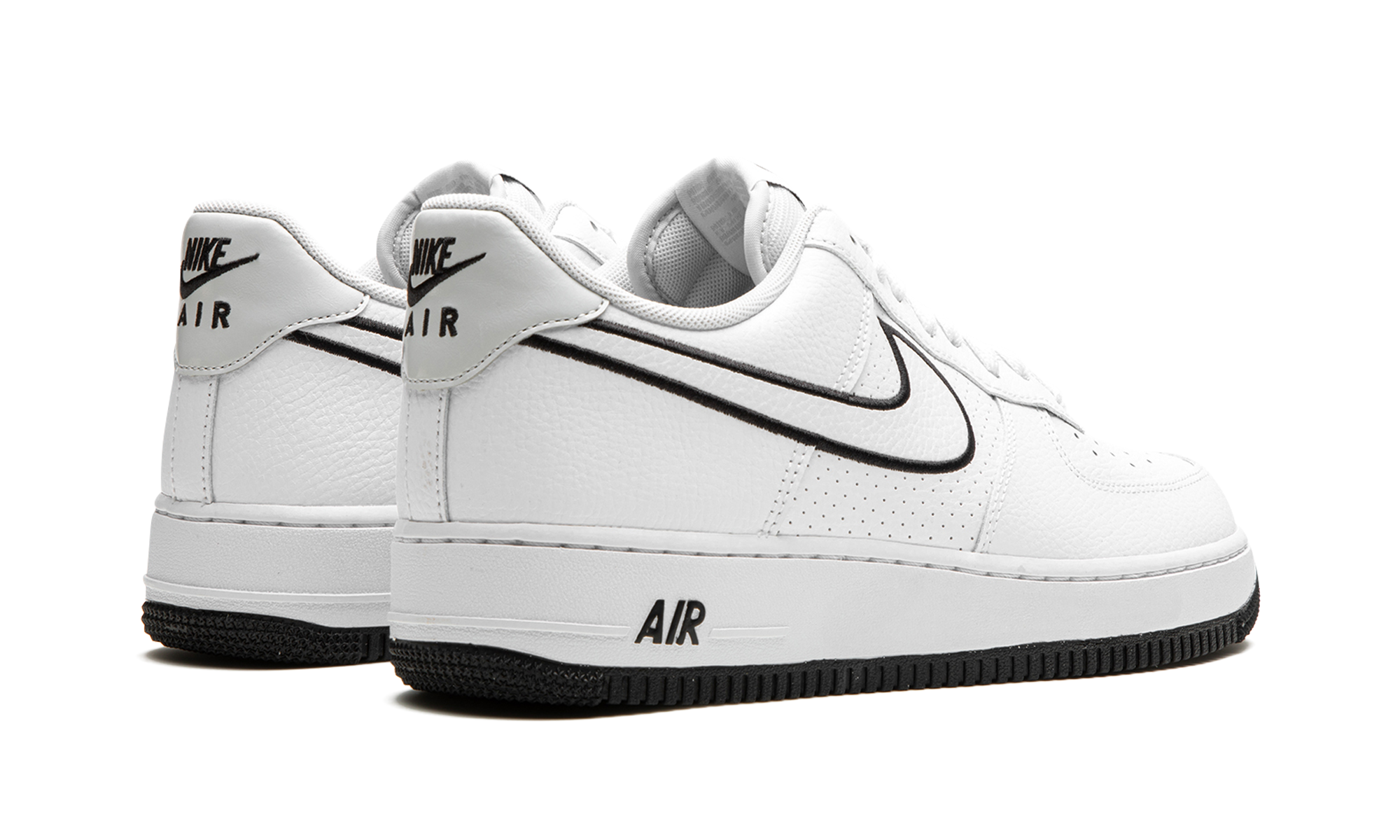 nike air force 1 low 07 embroidered swoosh white black+FJ4211-100+diagnol right behind view