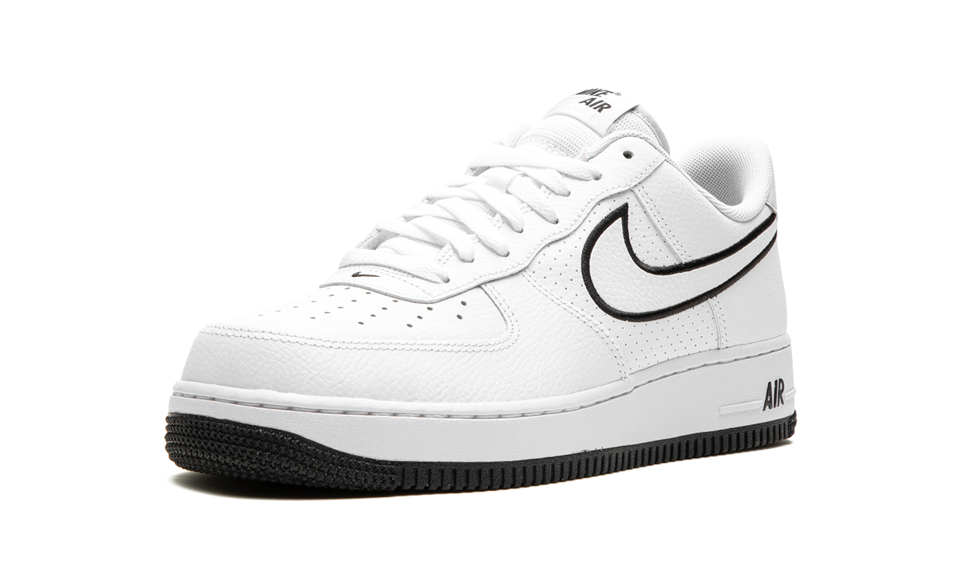 nike air force 1 low 07 embroidered swoosh white black+FJ4211-100+left diagnol single view