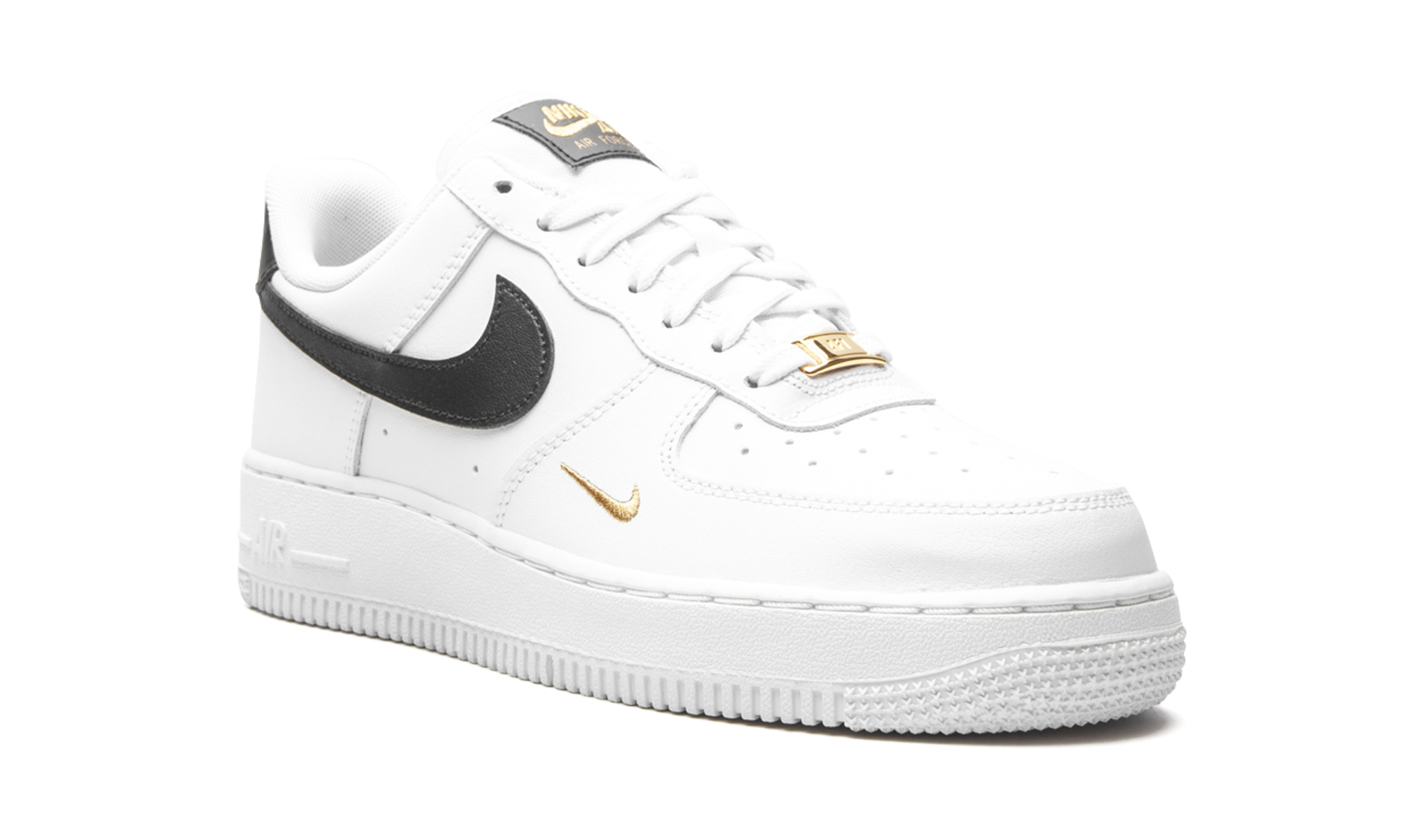 nike air force 1 low 07 essential white black gold mini swoosh women s+CZ0270-102+diagnol right view