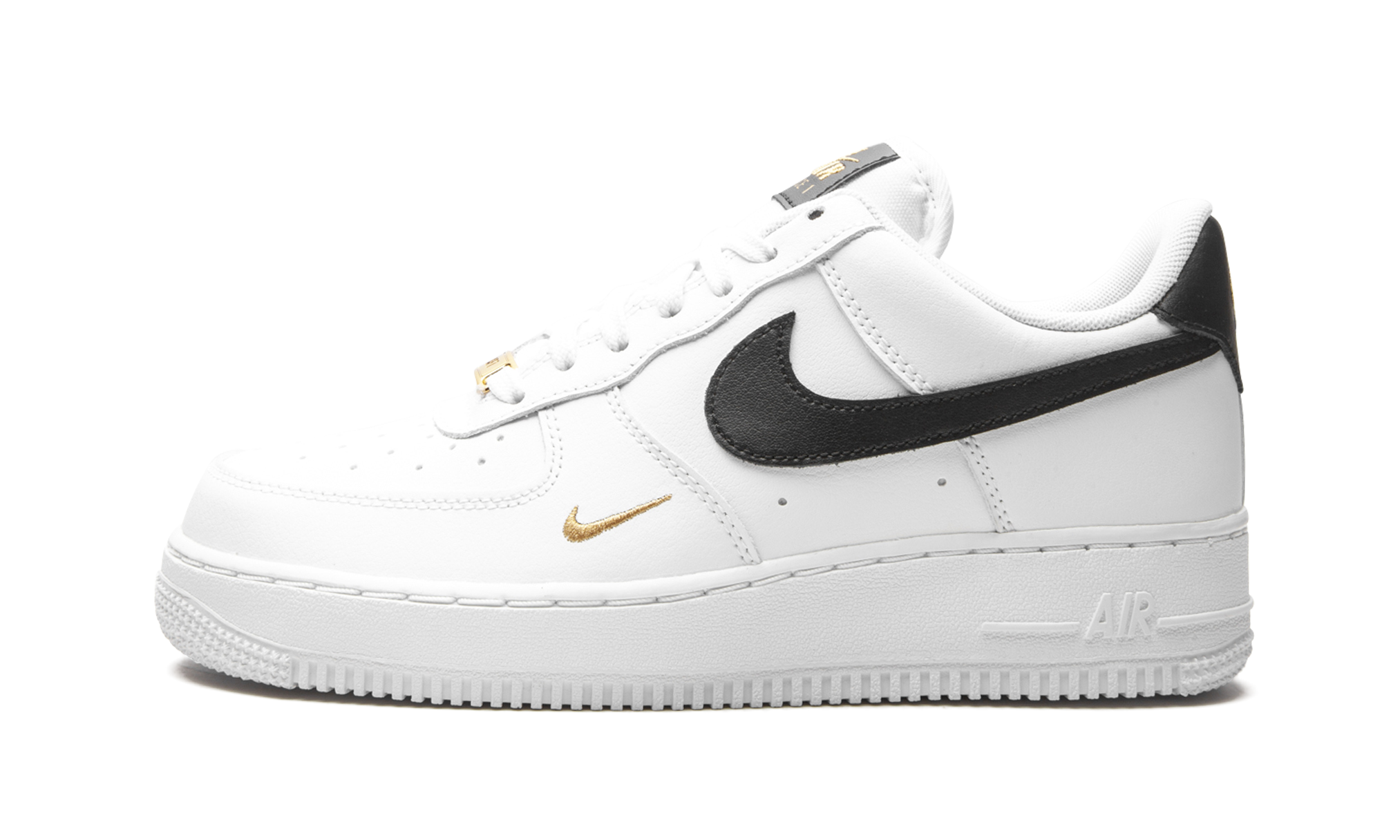 nike air force 1 low 07 essential white black gold mini swoosh women s+CZ0270-102+diagnol right view 1