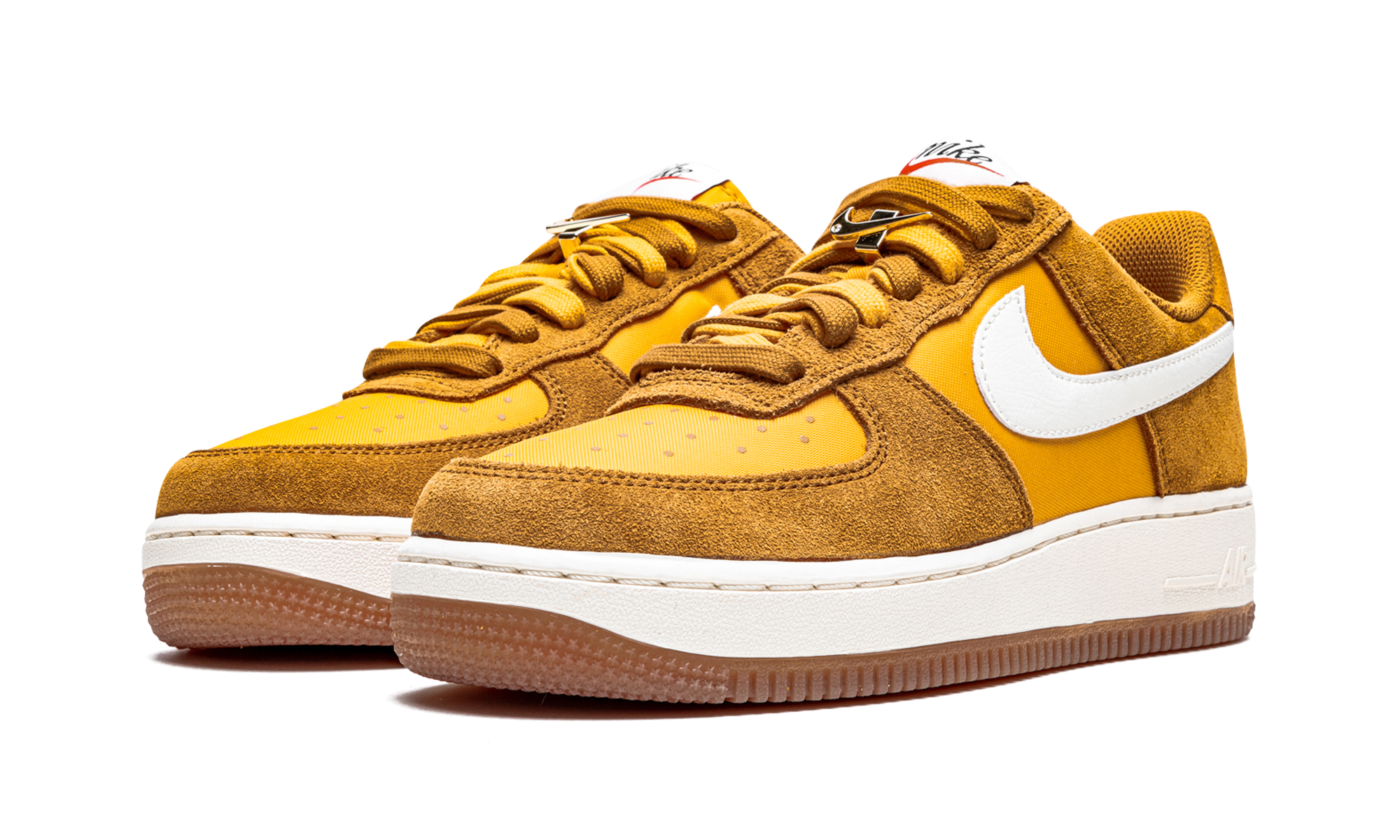 nike air force 1 low 07 first use university gold women s+DA8302-700+diagnol left view
