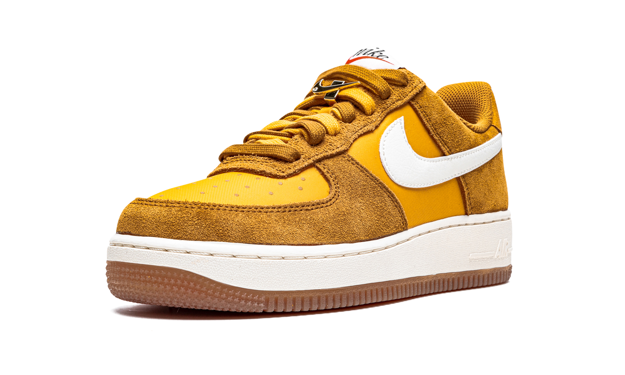 nike air force 1 low 07 first use university gold women s+DA8302-700+left diagnol single view