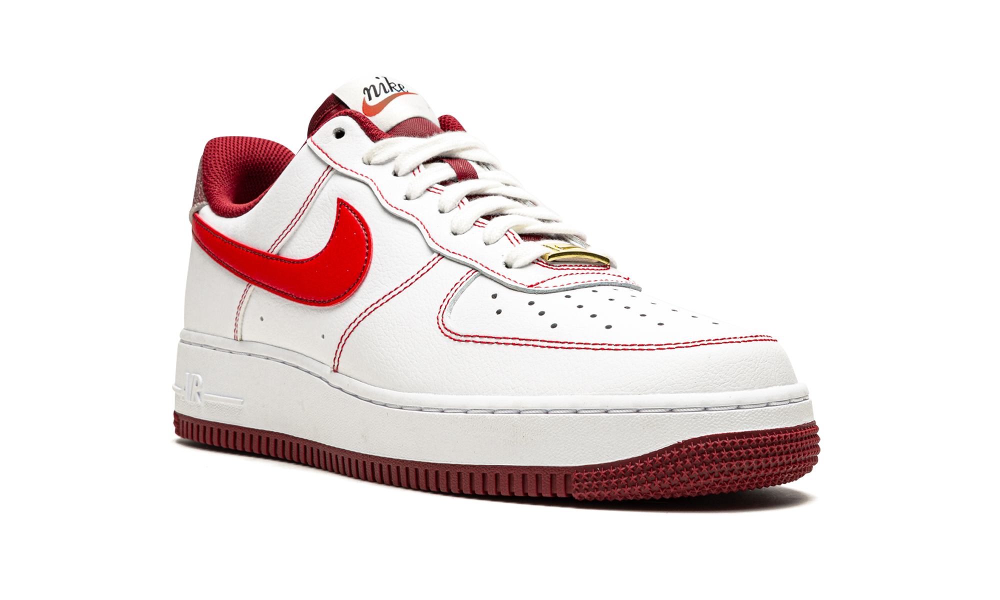 nike air force 1 low 07 first use white team red+DA8478-101+diagnol right view