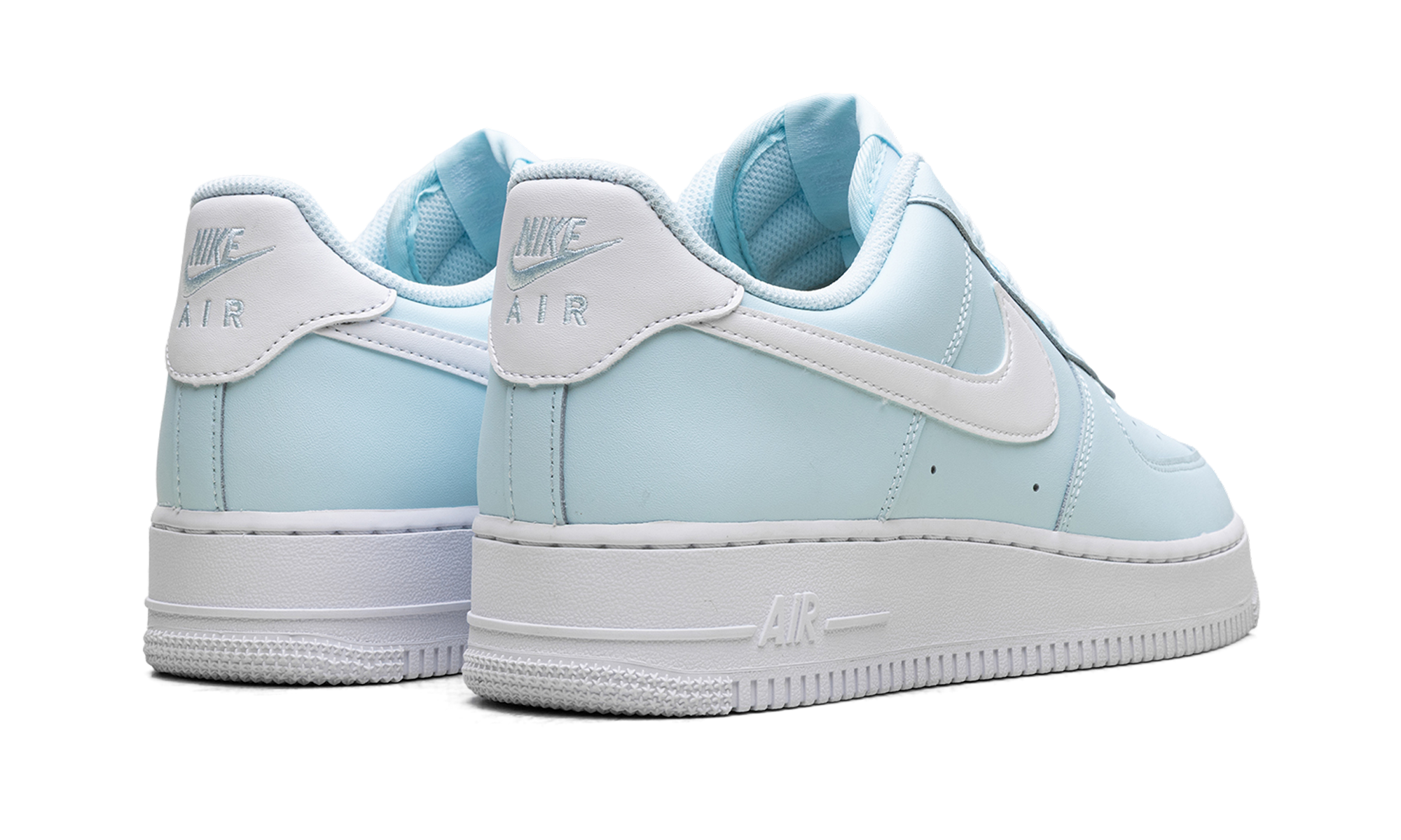 nike air force 1 low 07 glacier blue white+FJ4146-400+diagnol right behind view