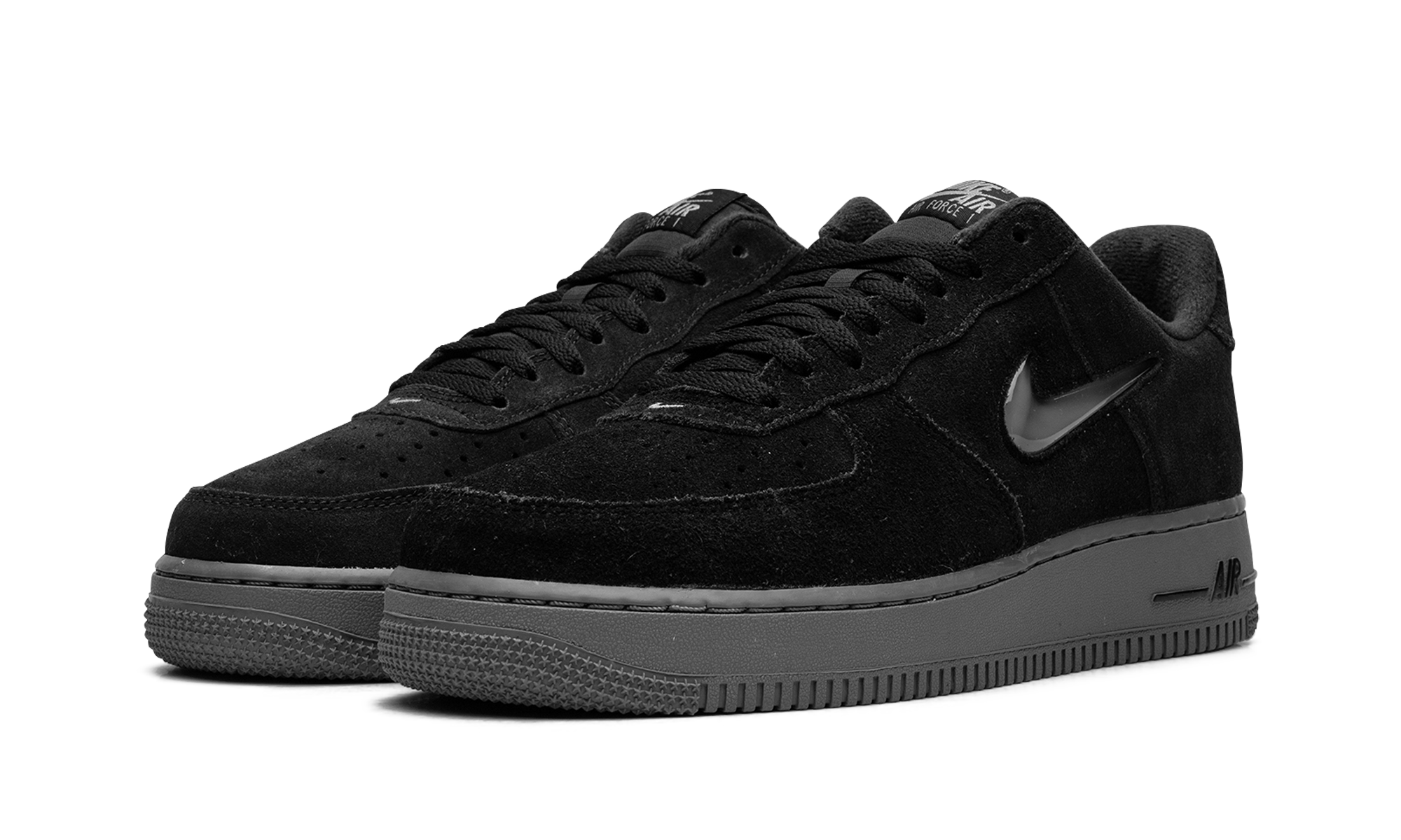 nike air force 1 low 07 jewel black cool grey+HQ3827-002+diagnol left view