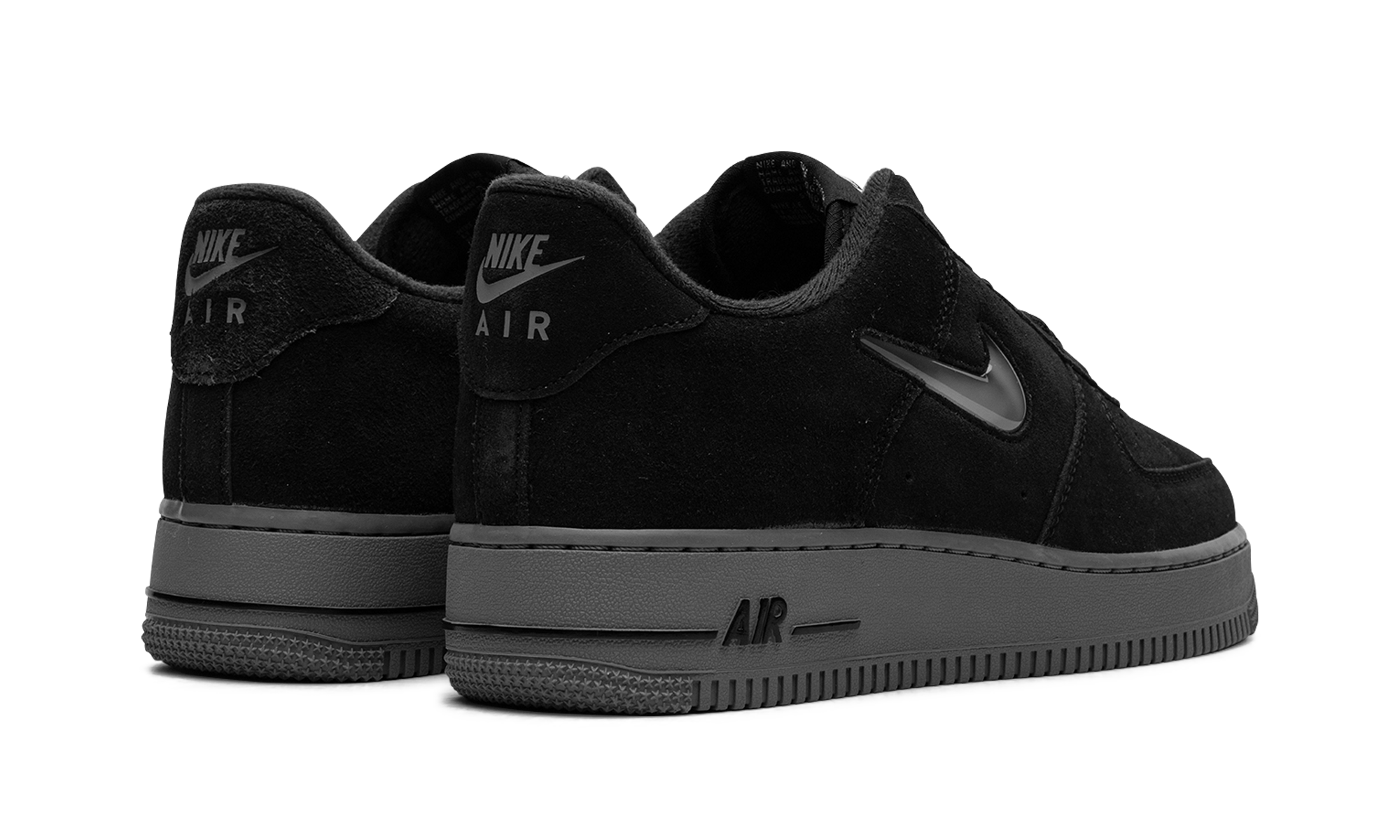nike air force 1 low 07 jewel black cool grey+HQ3827-002+diagnol right behind view
