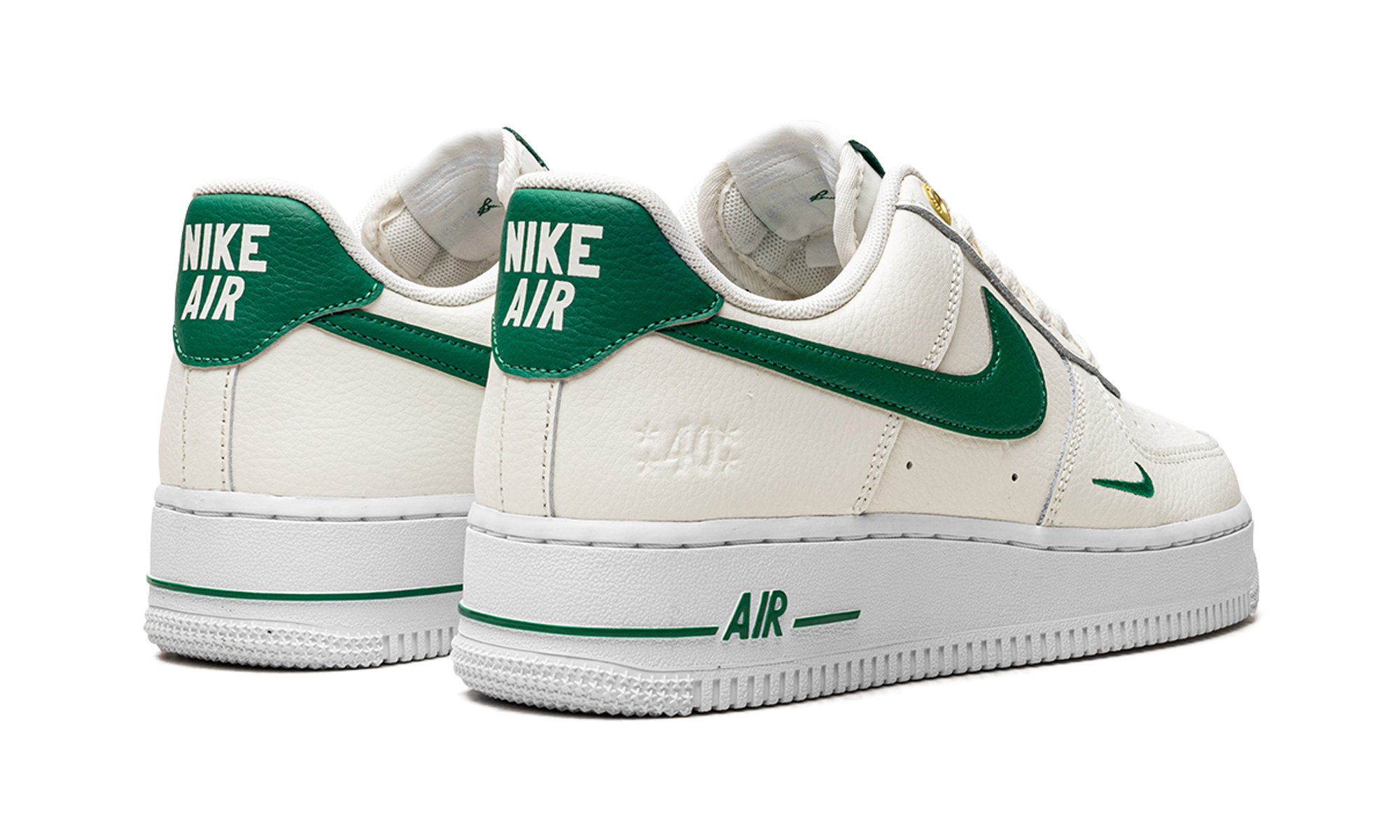 nike air force 1 low 07 lv8 40th anniversary sail malachite+DQ7658-101+diagnol right behind view