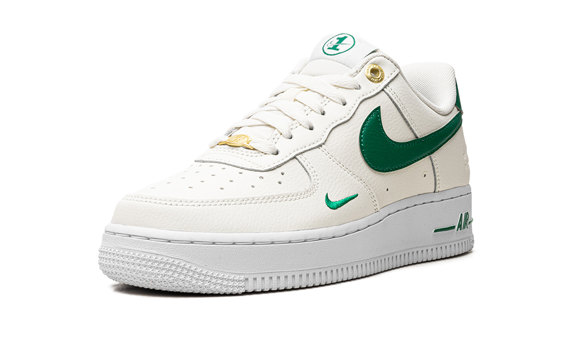 nike air force 1 low 07 lv8 40th anniversary sail malachite+DQ7658-101+left diagnol single view