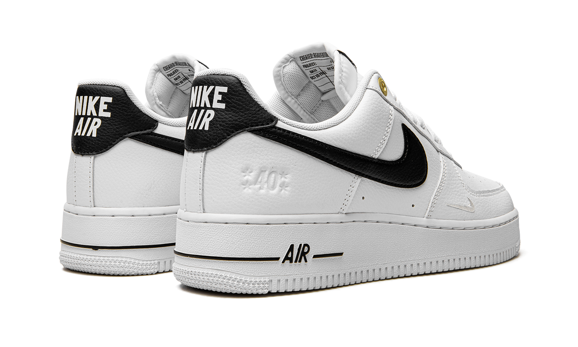 nike air force 1 low 07 lv8 40th anniversary white black+DQ7658-100+diagnol right behind view