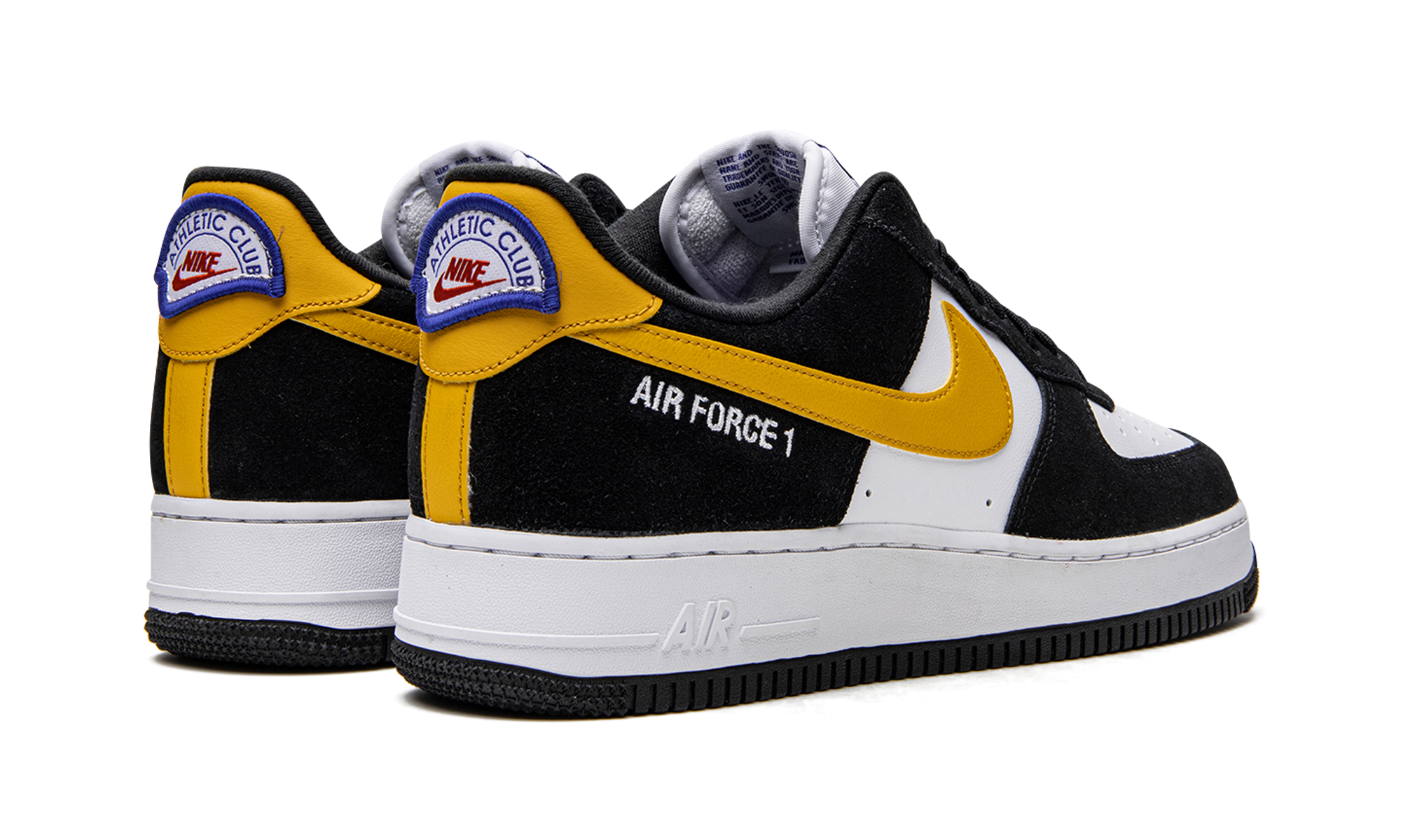 nike air force 1 low 07 lv8 athletic club black university gold+DH7568-002+diagnol right behind view