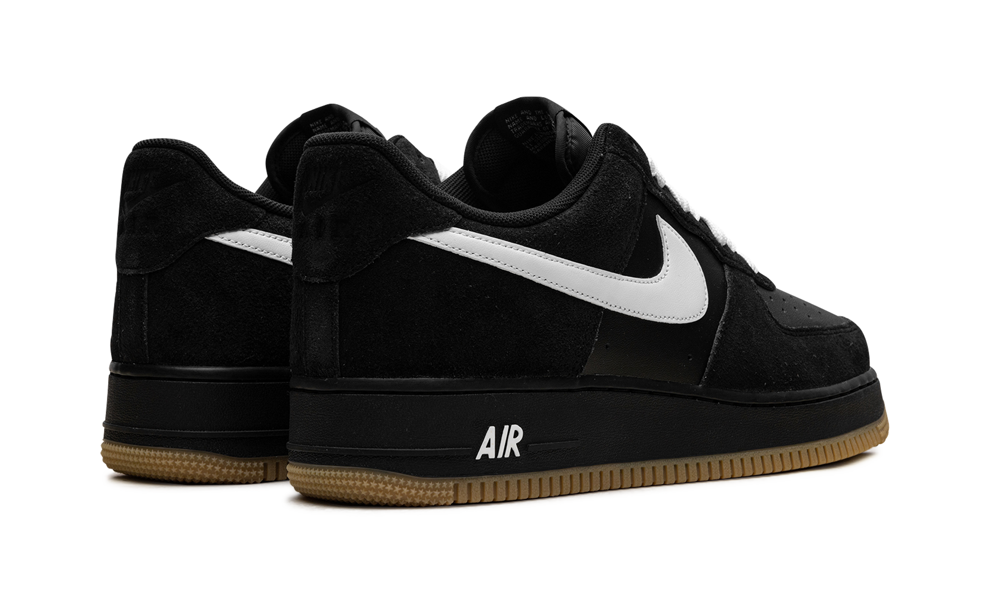 nike air force 1 low 07 lv8 black gum light brown white+IB6388-001+diagnol right behind view