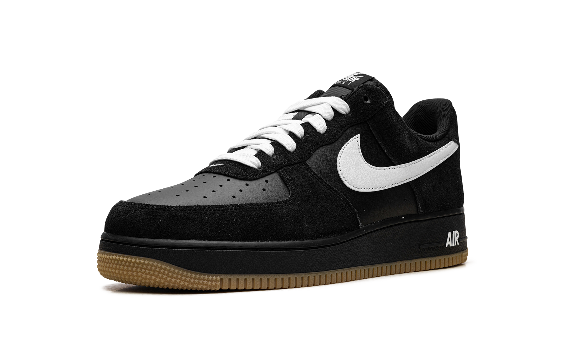 nike air force 1 low 07 lv8 black gum light brown white+IB6388-001+left diagnol single view