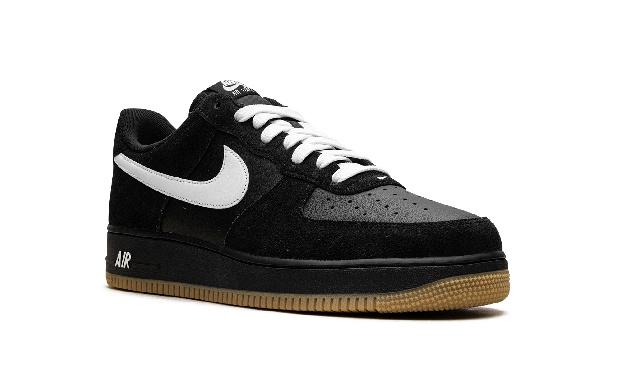 nike air force 1 low 07 lv8 black gum light brown white+IB6388-001+diagnol right view