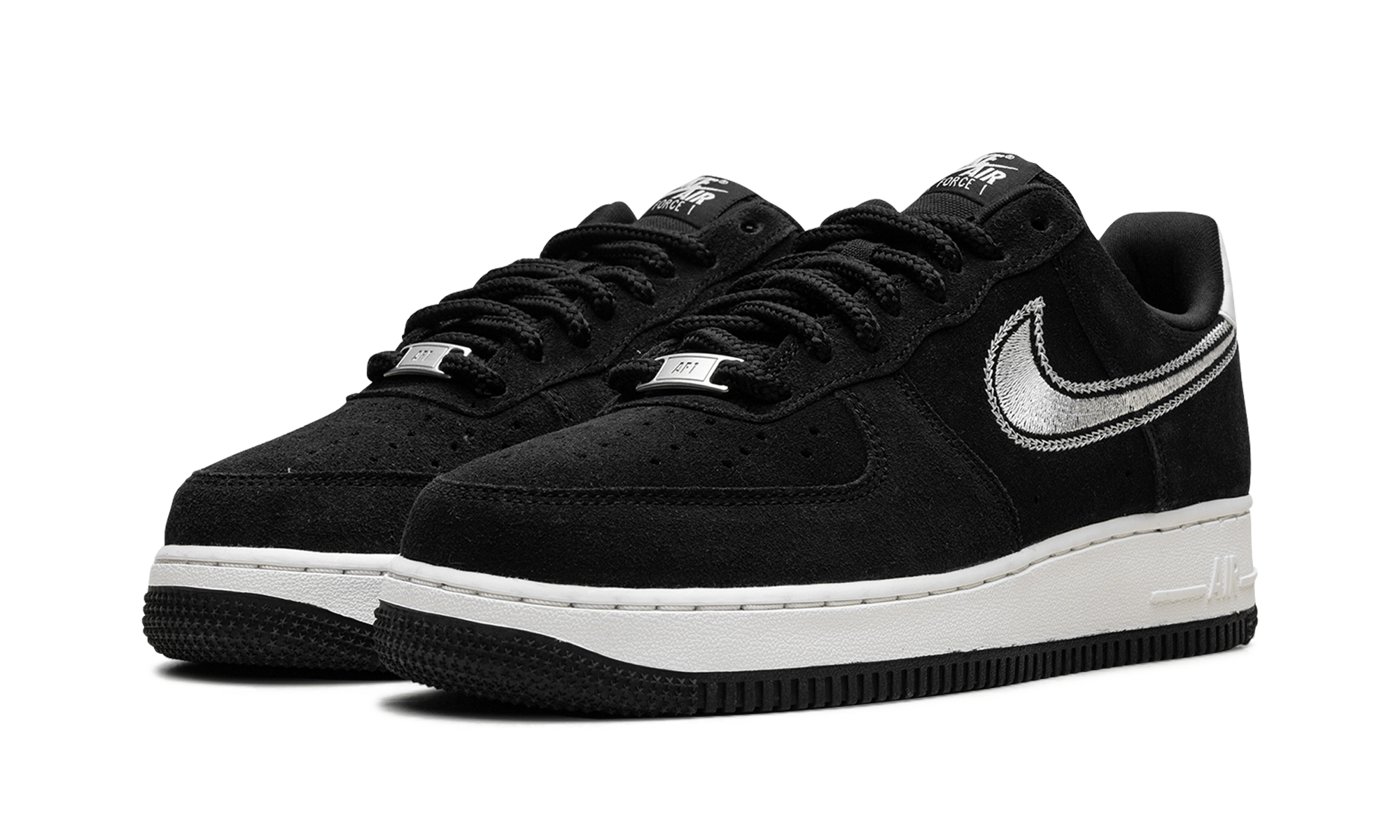 nike air force 1 low 07 lv8 black sail embroidered swoosh+HJ4465-001+diagnol left view