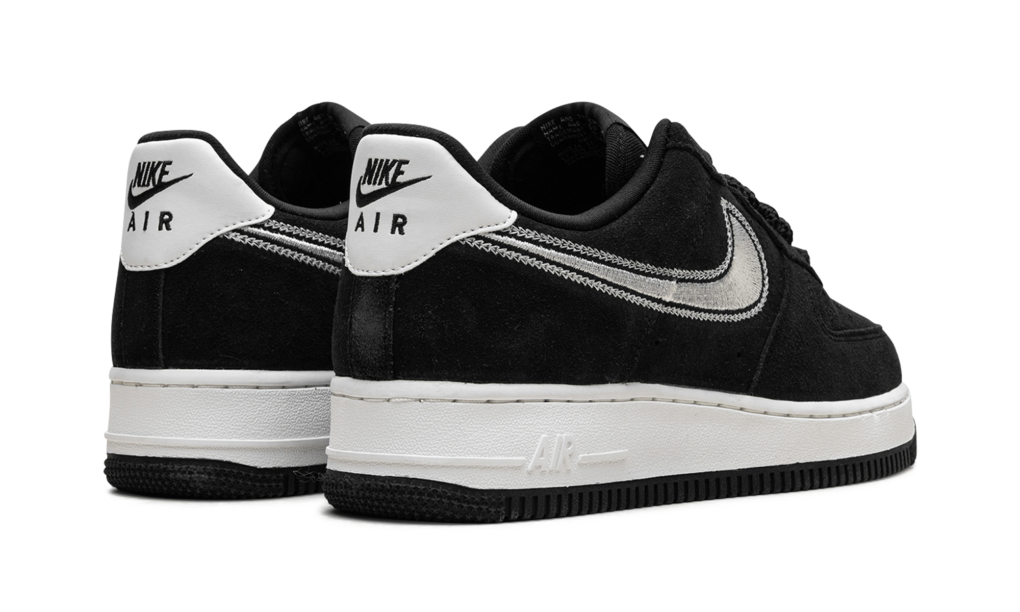 nike air force 1 low 07 lv8 black sail embroidered swoosh+HJ4465-001+diagnol right behind view