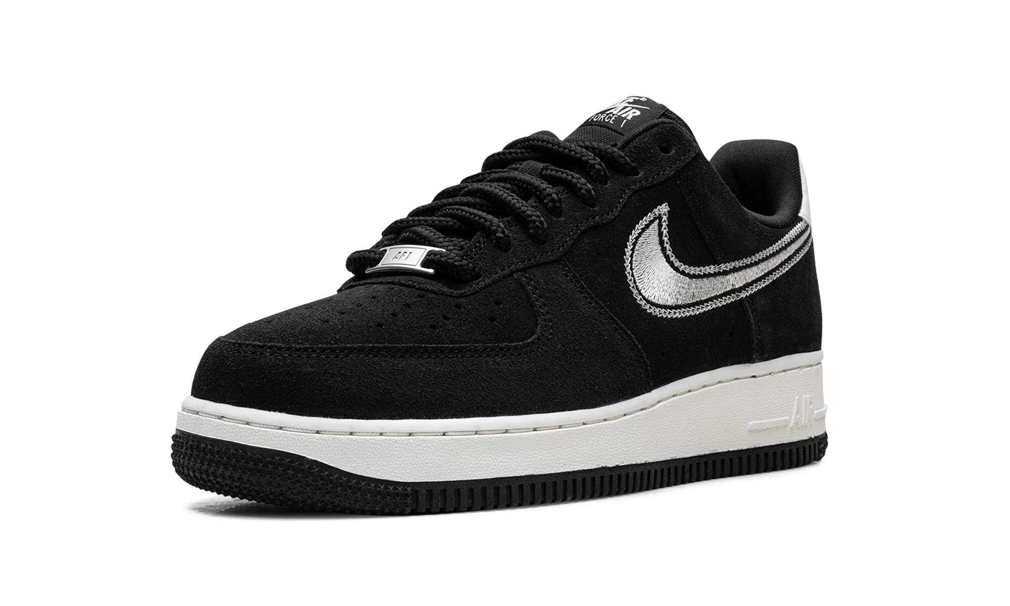nike air force 1 low 07 lv8 black sail embroidered swoosh+HJ4465-001+left diagnol single view
