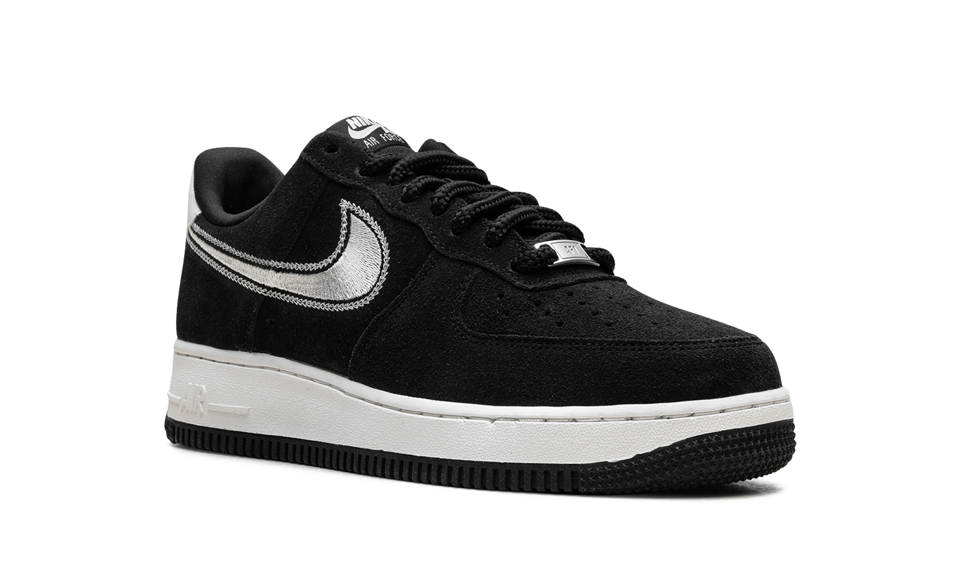 nike air force 1 low 07 lv8 black sail embroidered swoosh+HJ4465-001+diagnol right view