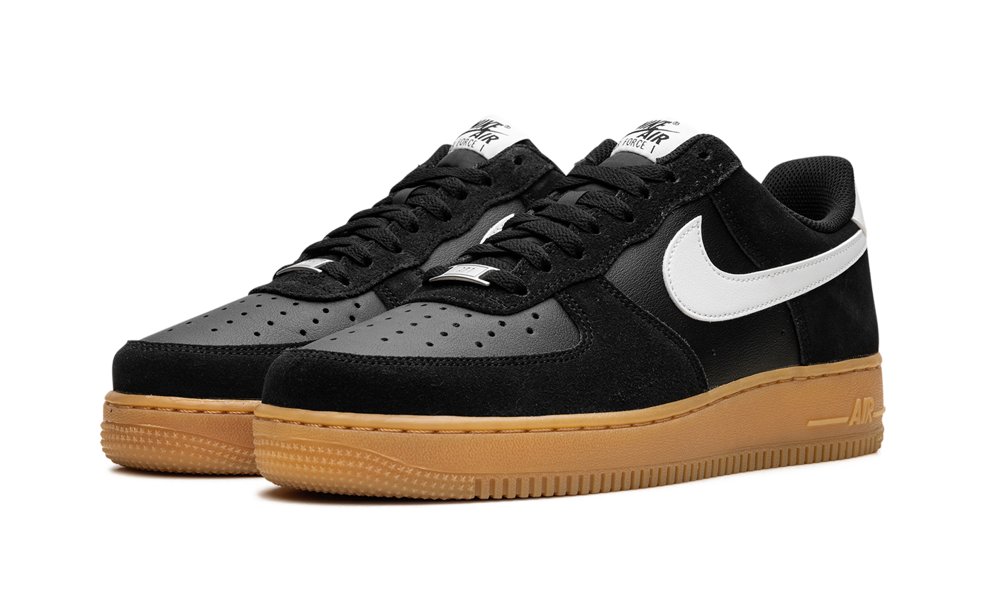 nike air force 1 low 07 lv8 black summit white gum+FQ8714-004+diagnol left view