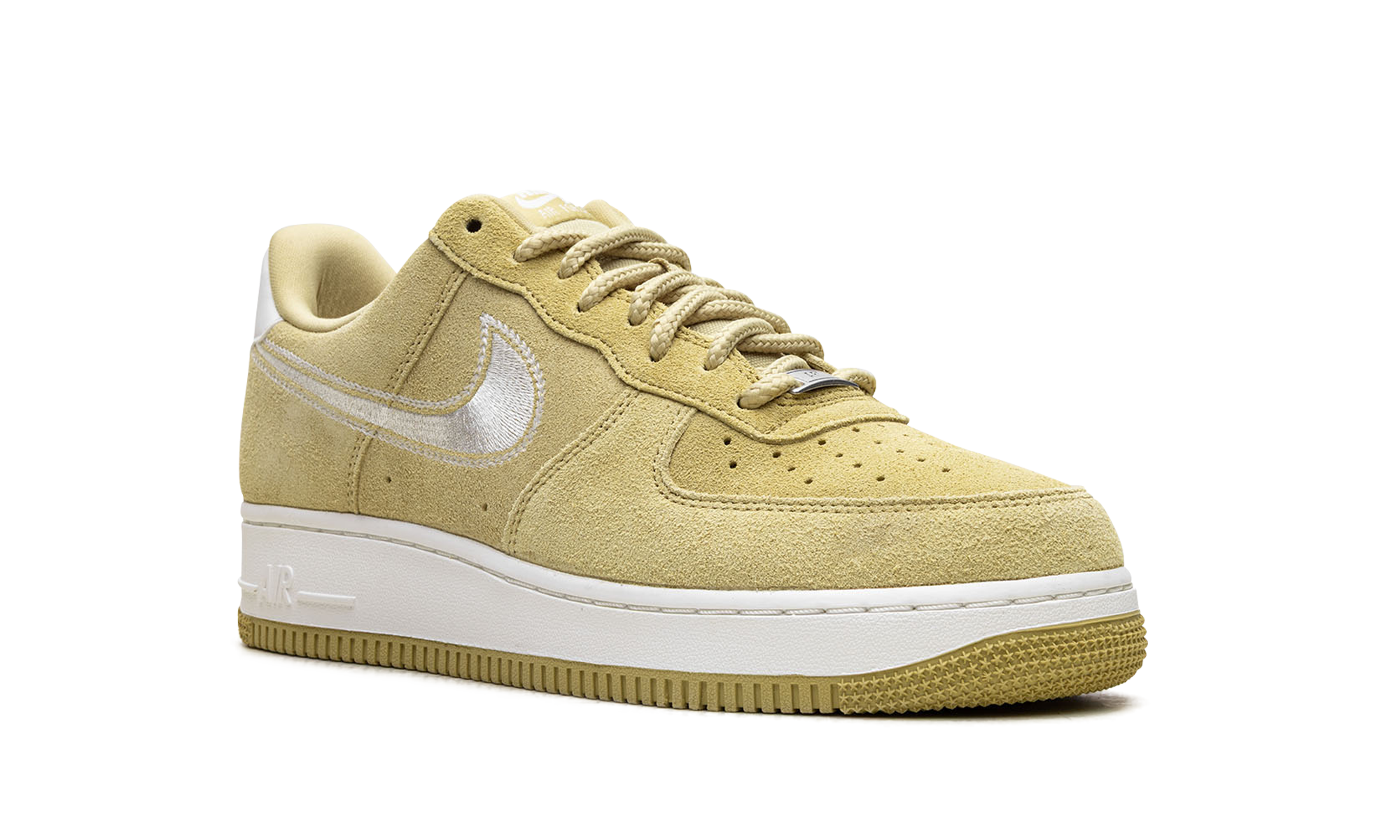 nike air force 1 low 07 lv8 buff gold sail embroidered swoosh+HJ4465-700+diagnol right view