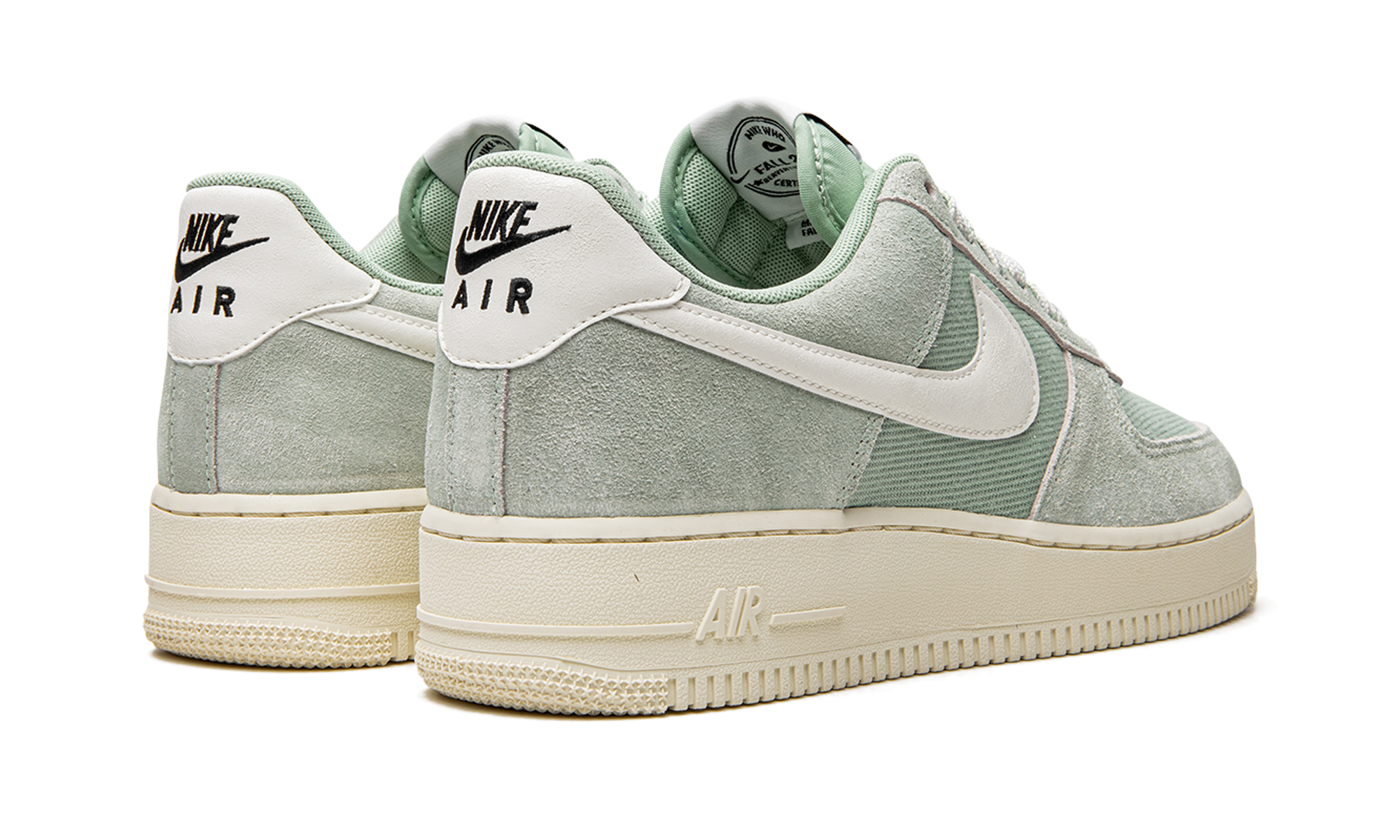 nike air force 1 low 07 lv8 certified fresh enamel green+DO9801-300+diagnol right behind view