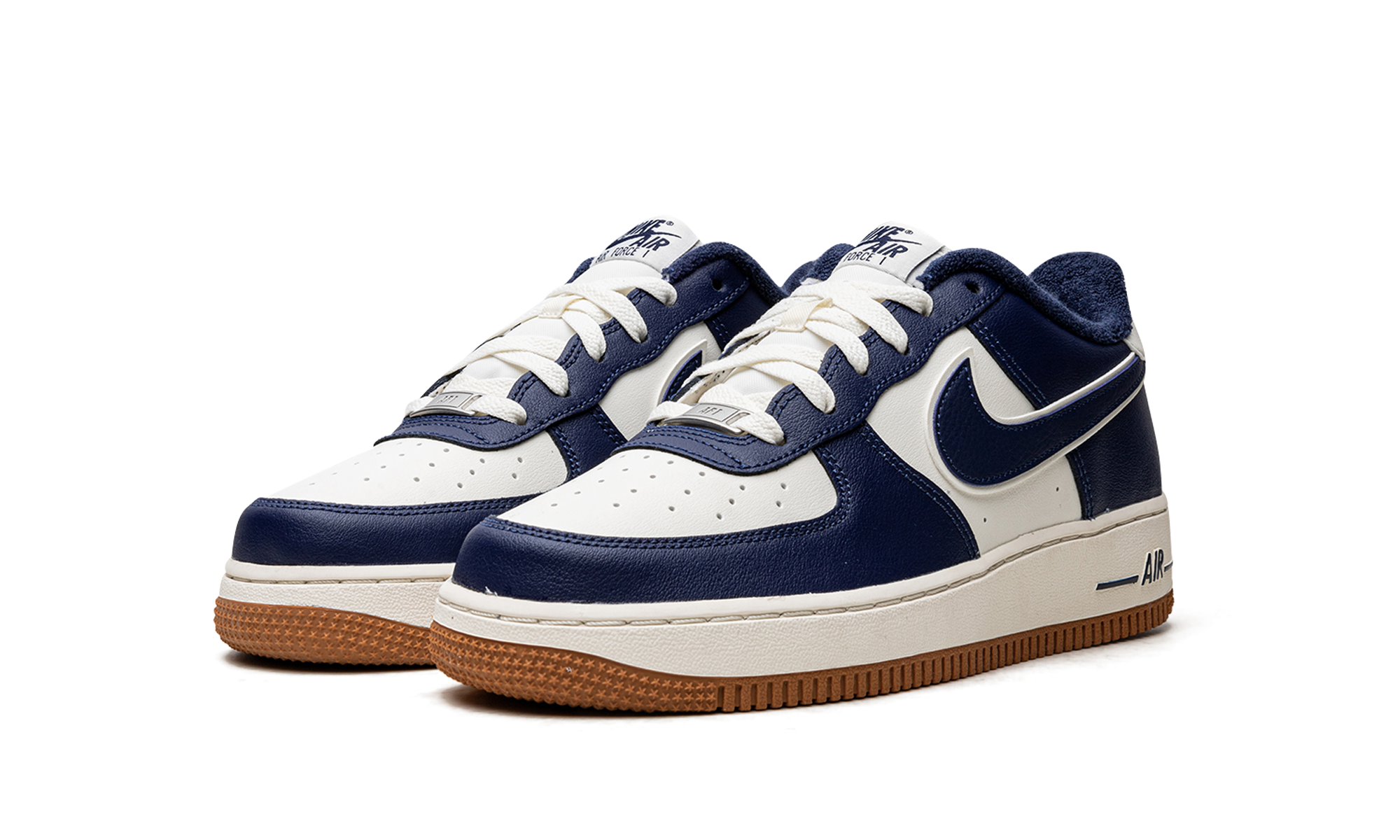 nike air force 1 low 07 lv8 college pack midnight navy gs+DQ5972-101+diagnol left view