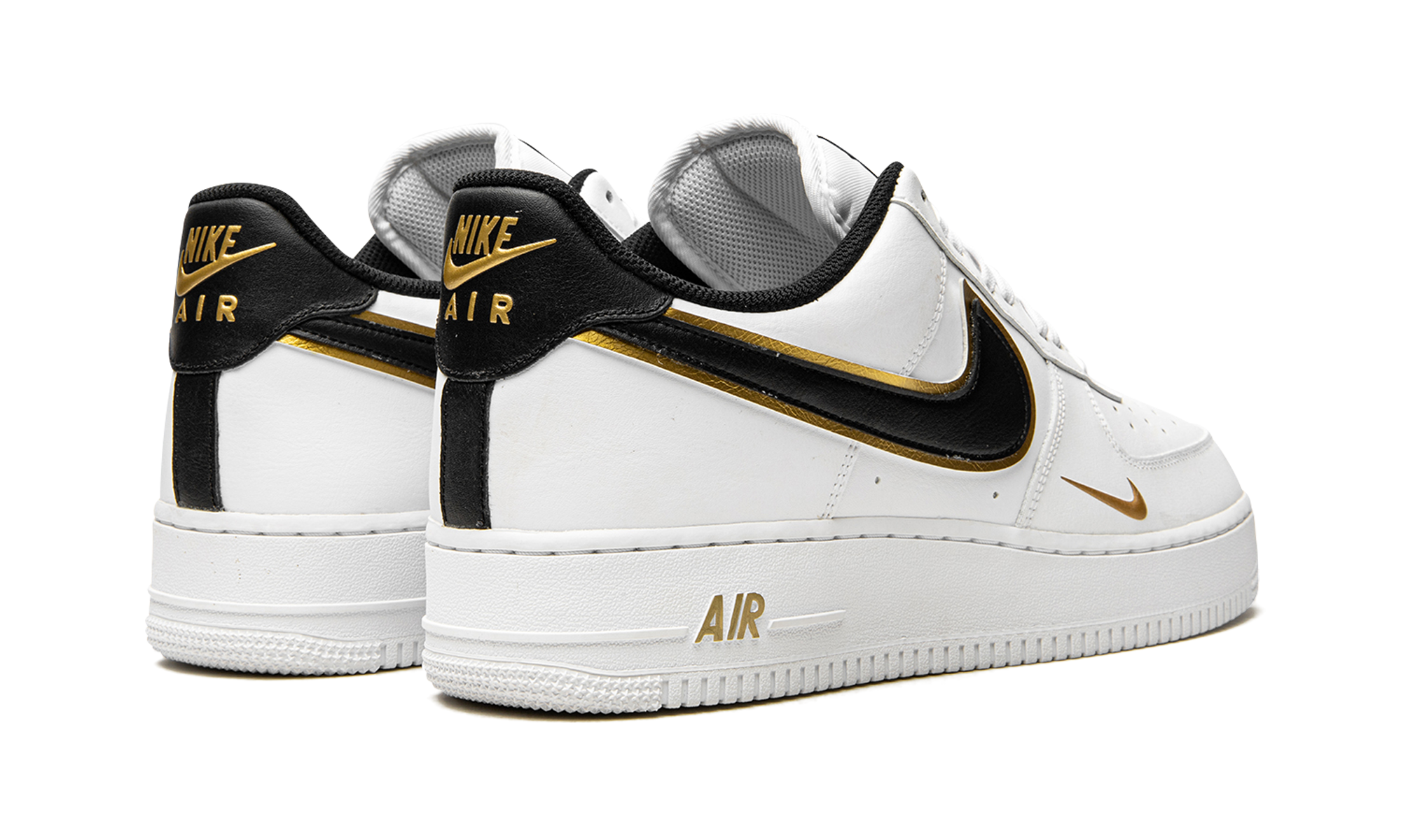 nike air force 1 low 07 lv8 double swoosh white metallic gold+DA8481-100+diagnol right behind view